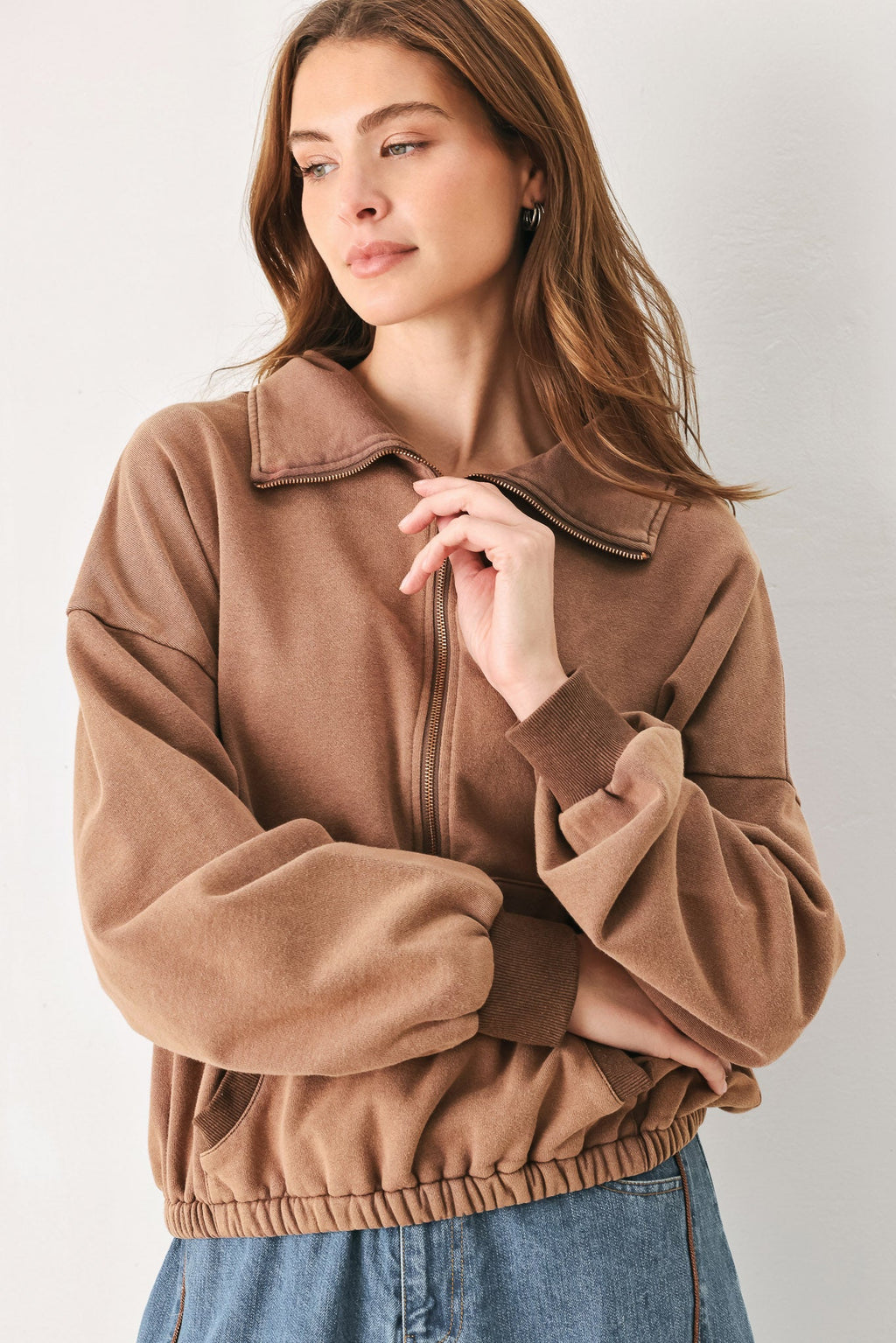 Washed brick French terry sweatshirt - view 4