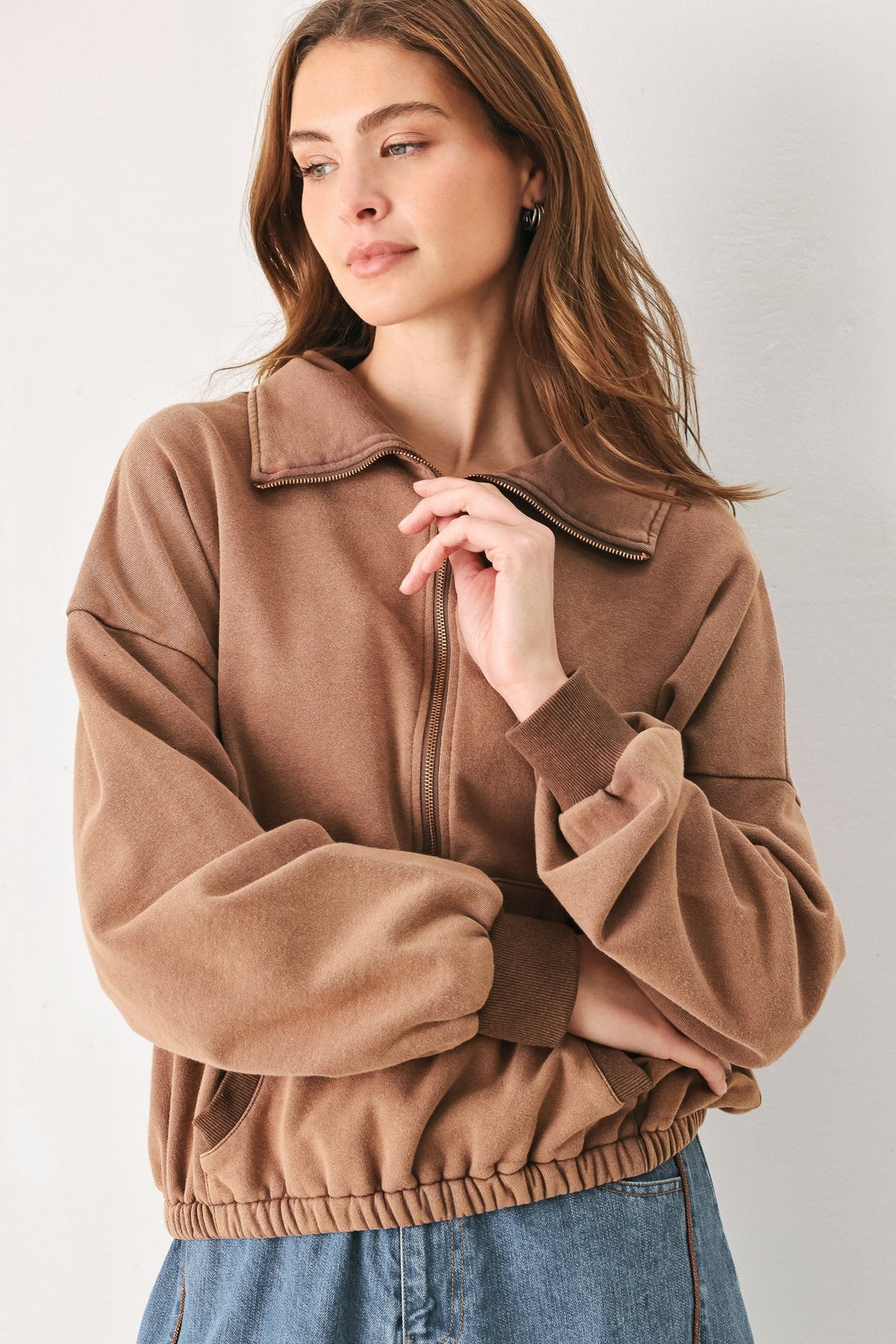 Washed brick French terry sweatshirt - view 4