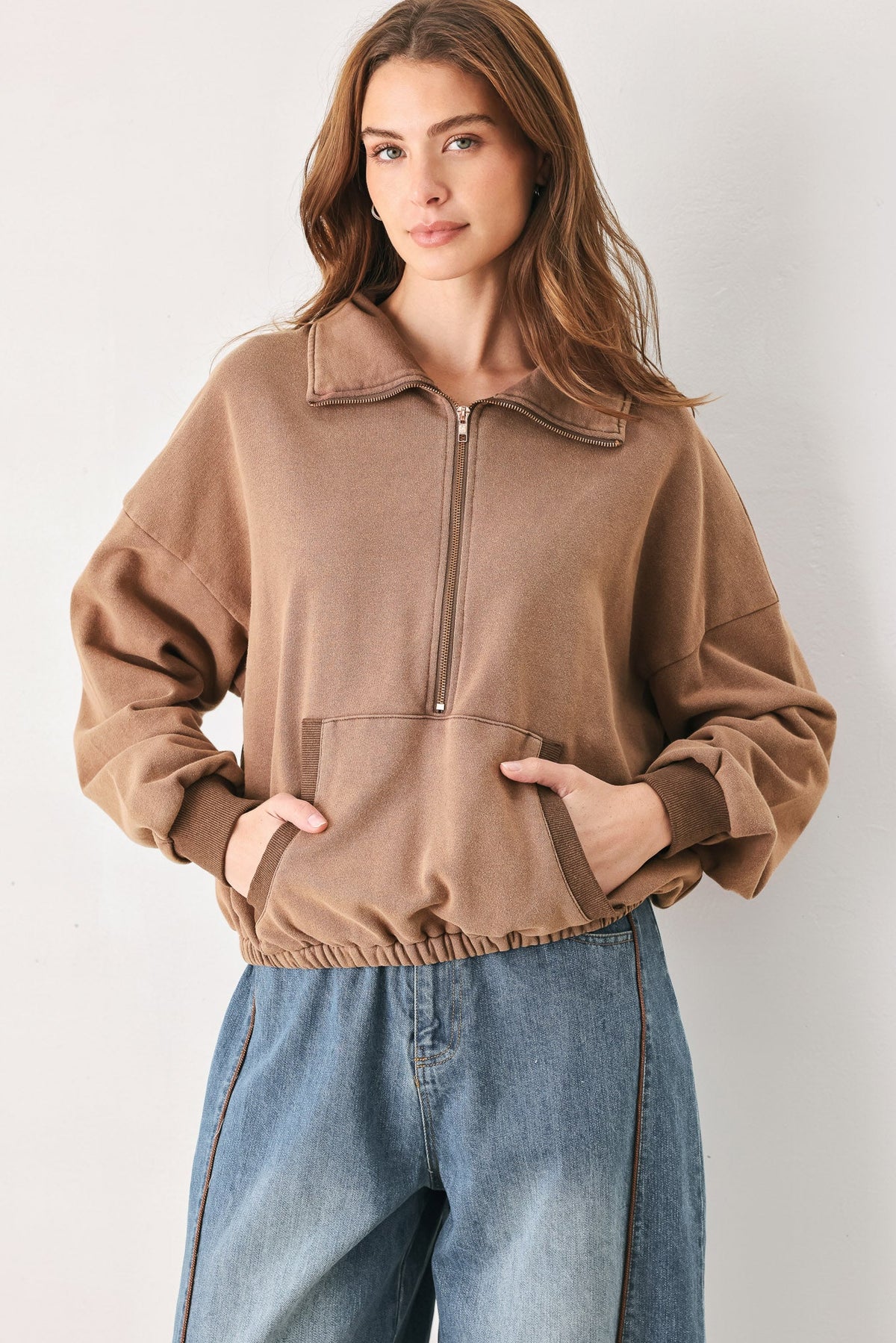 Washed brick French terry sweatshirt - view 5
