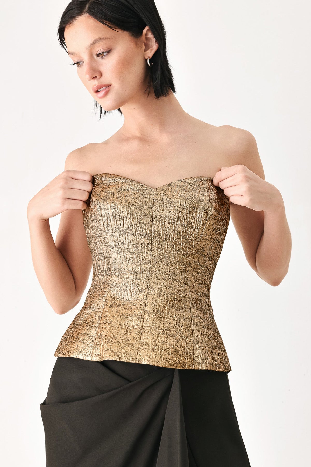 Metallic Gold Sweetheart Tube Top in gold metallic, front view