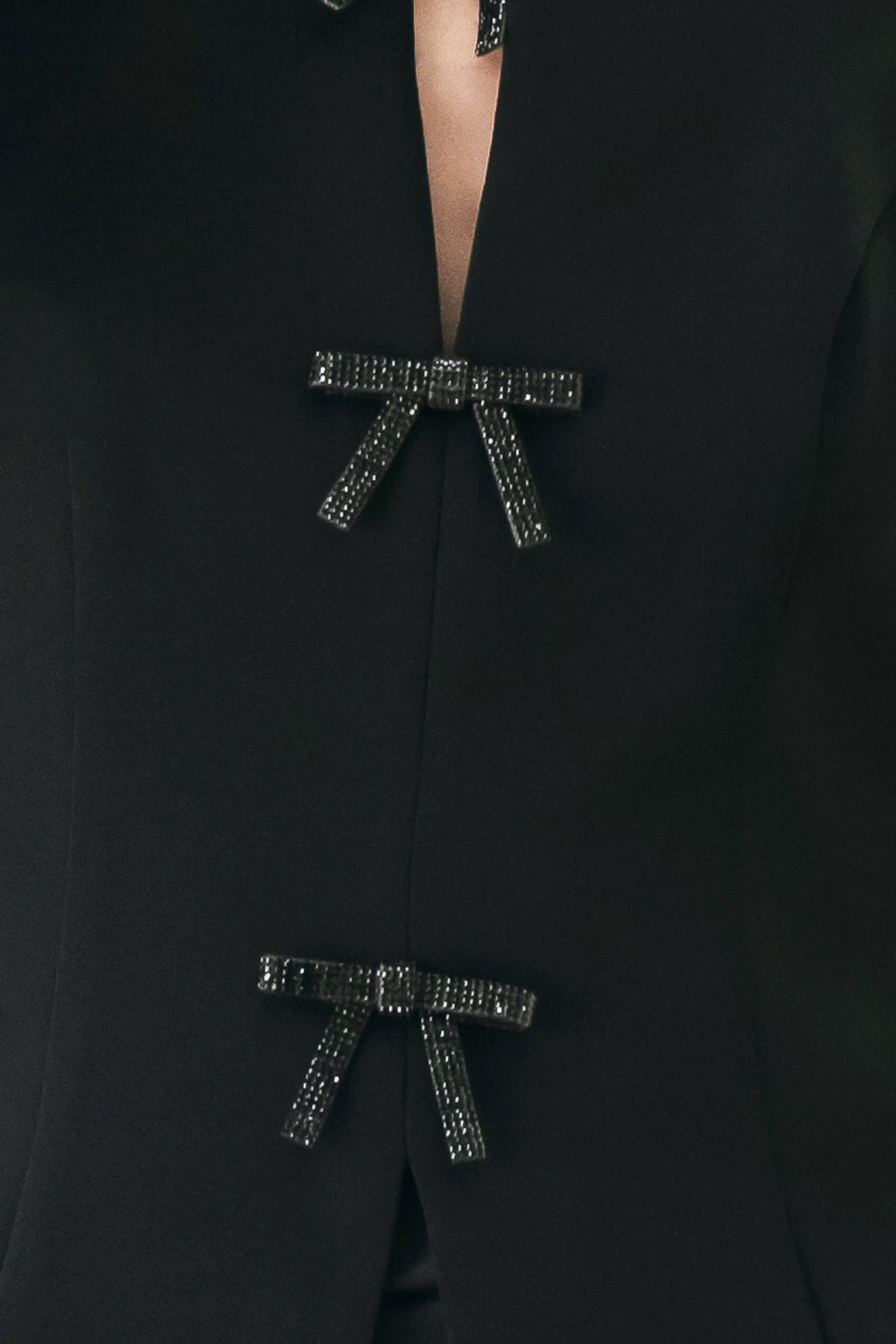 Rhinestone Bow Halter Peplum Top in black, lifestyle view