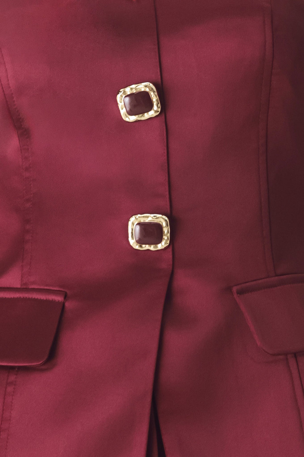 Strapless button top in burgundy and black - view 9