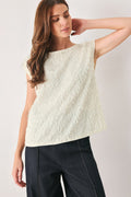 Sequin fringe sleeveless top in off white and black - view 4