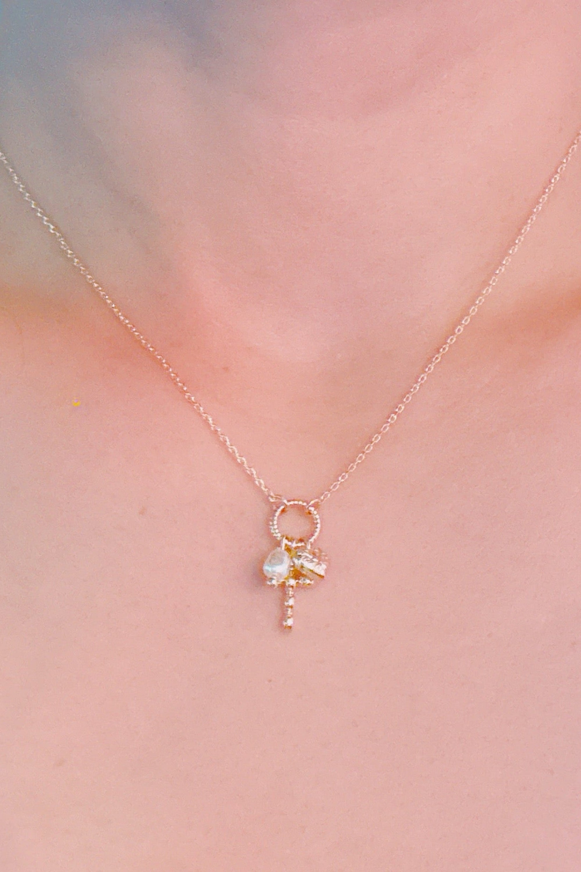 Faith and Love Charm Necklace - styled on model
