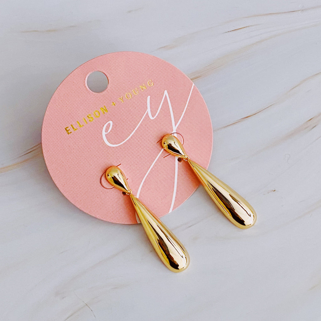 Golden Object Double Tier Earrings - styled on model