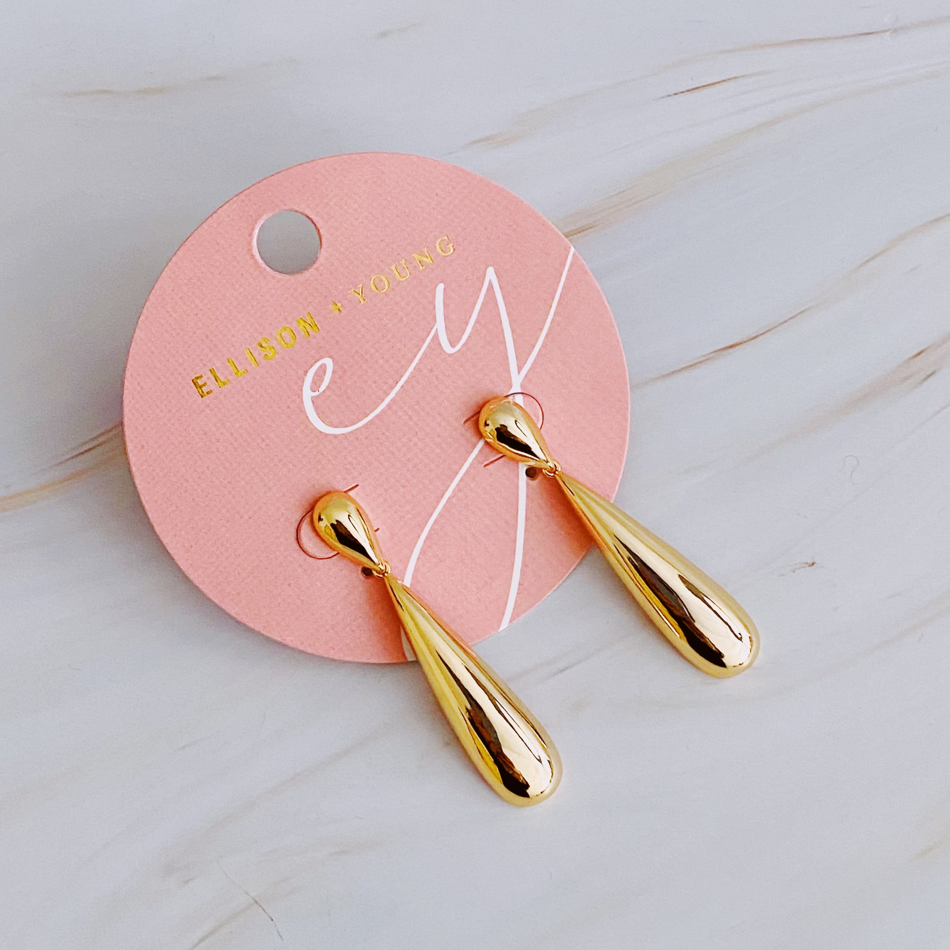 Golden Object Double Tier Earrings - styled on model
