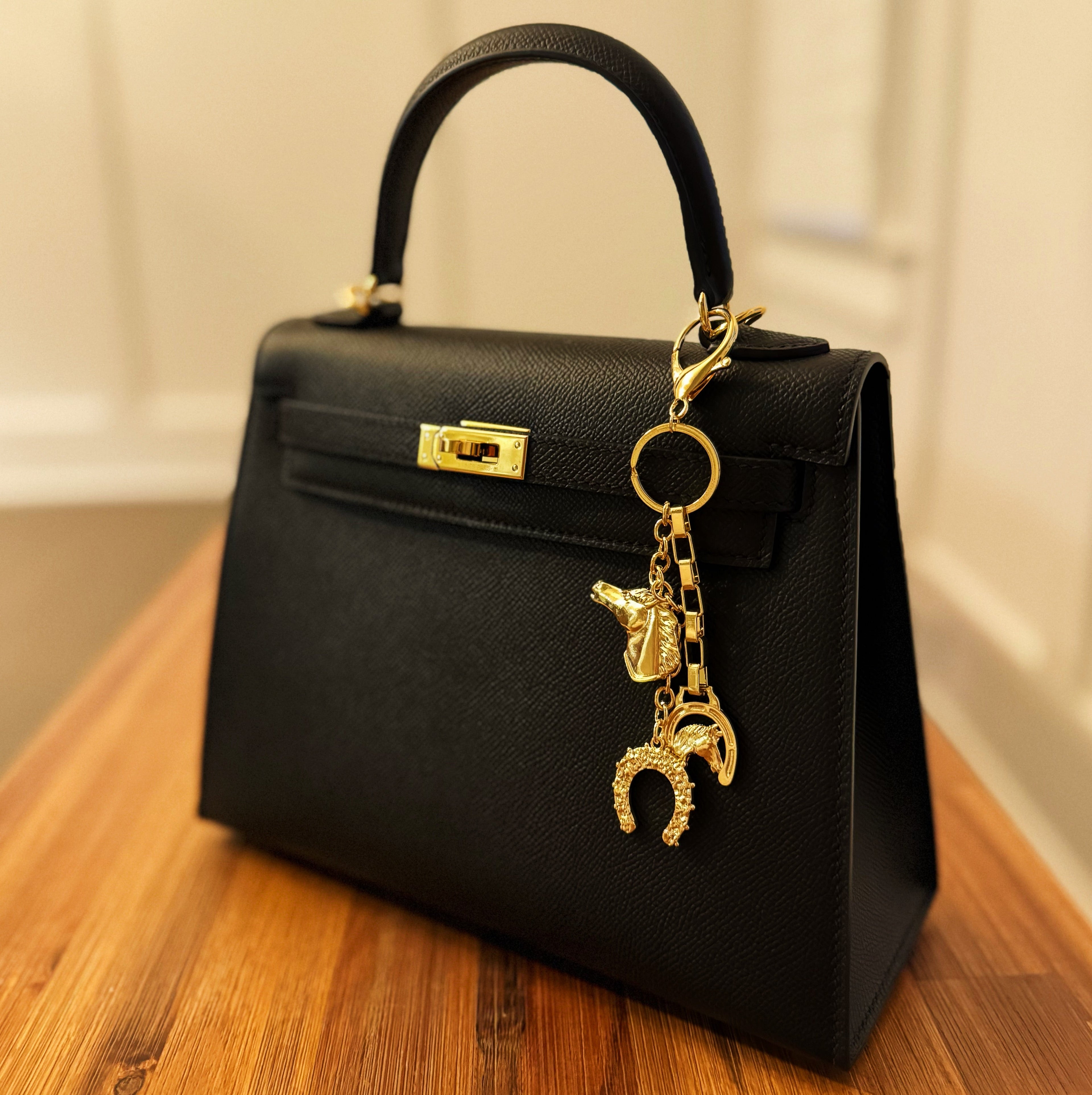 Equestrian Symbols Bag Charm - clipped to handbag