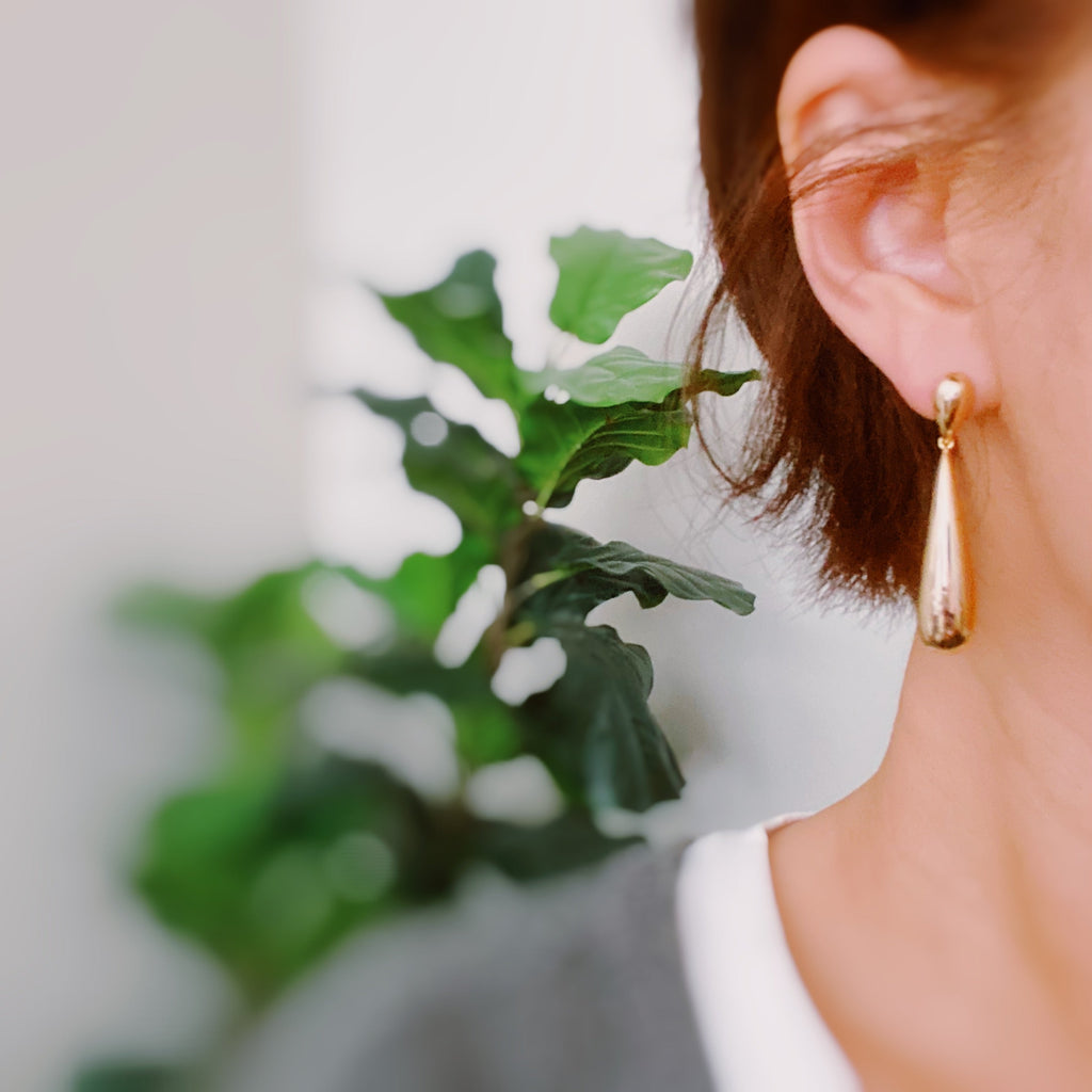 Golden Object Double Tier Earrings - close up of double tier detail