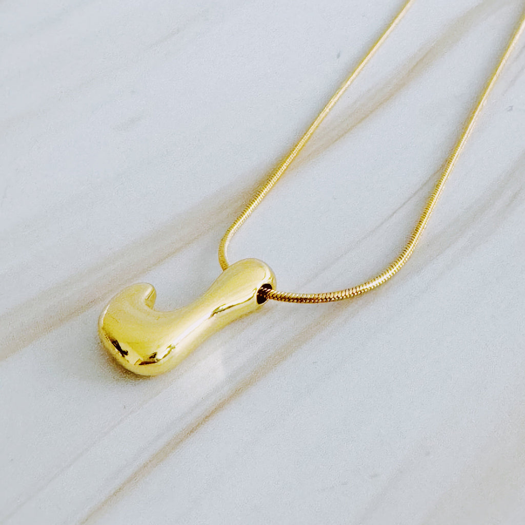 Balloon Letter Initial Necklace - close up of balloon letter pendant
