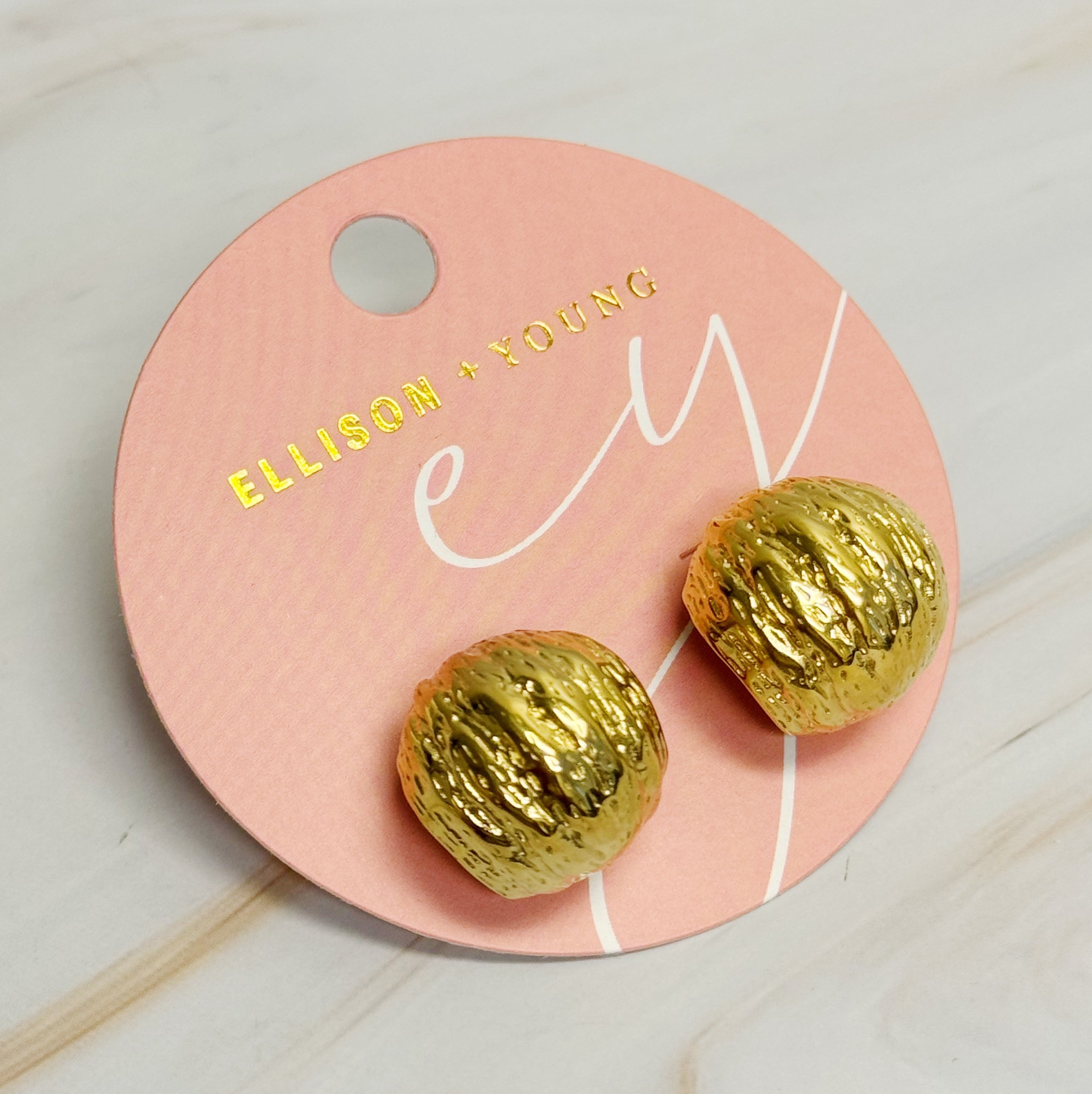 Textured Half Ball Hoop Earrings - styled on model