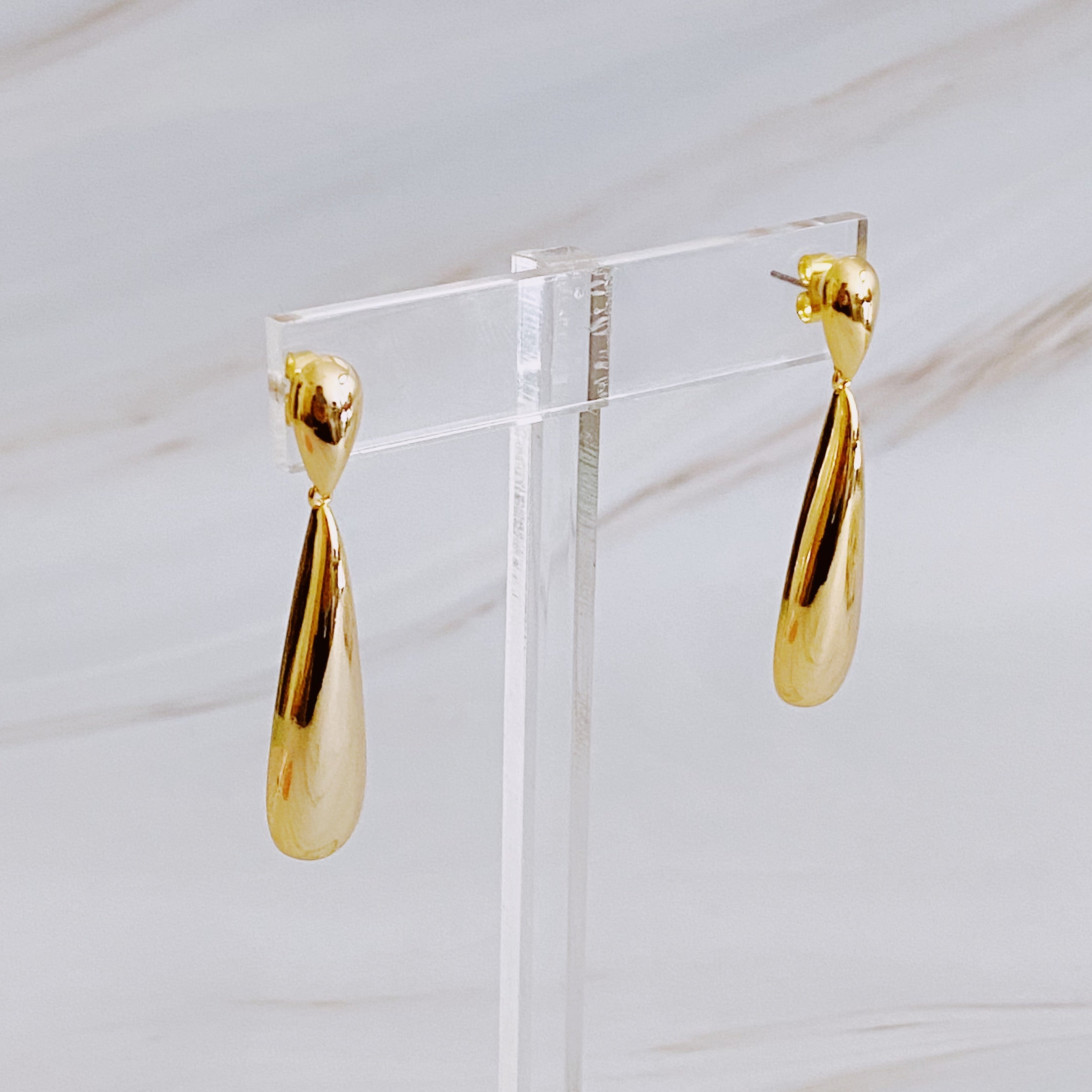 Golden Object Double Tier Earrings - gold tone double tier hoop design
