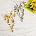 Annie Metal Bow Hair Claw Set Of 2 - modern metal bow design hair claws