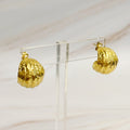 Textured Half Ball Hoop Earrings in Gold - textured hoop design
