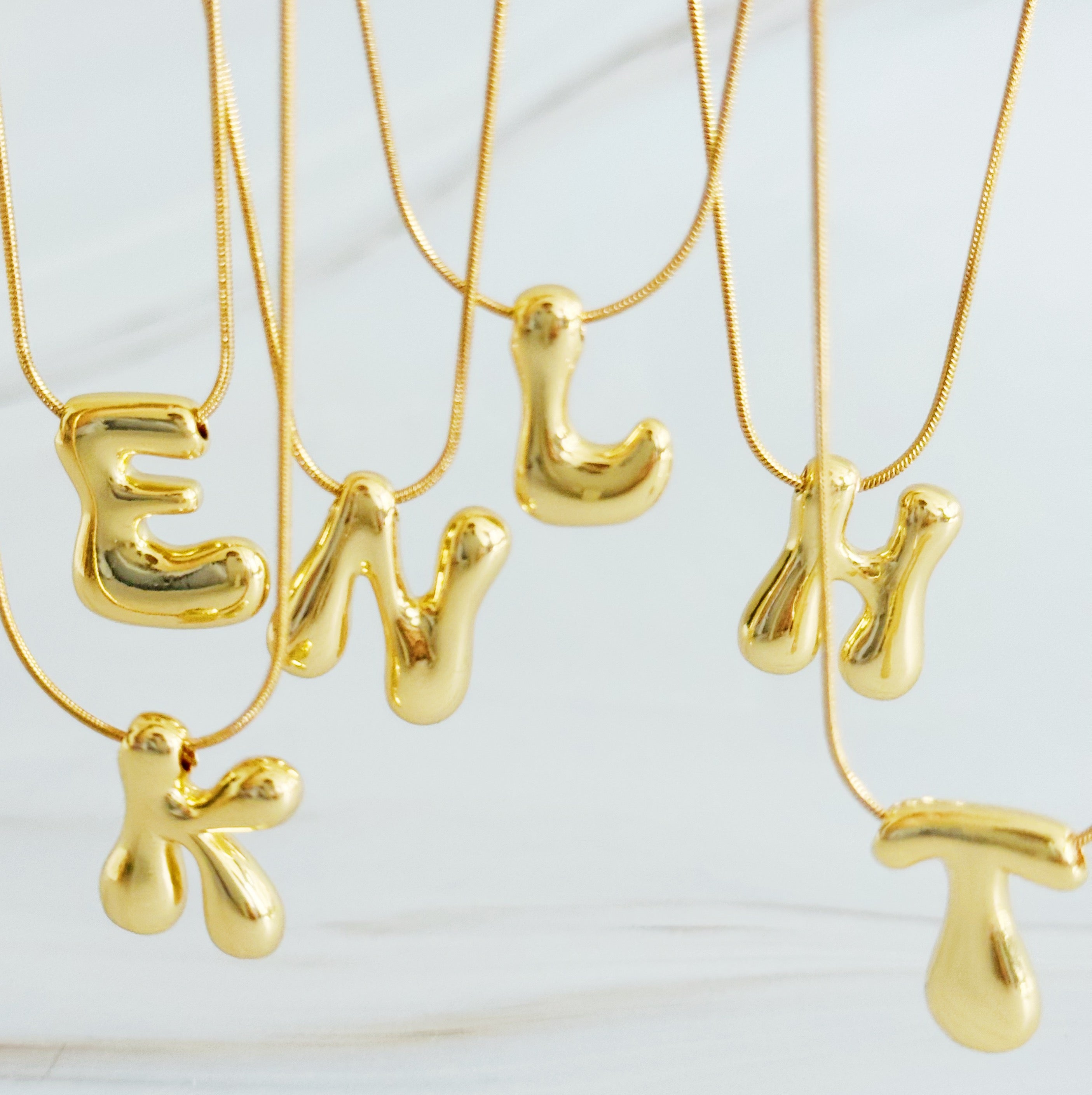 Balloon Letter Initial Necklace in Gold - balloon letter pendant on chain