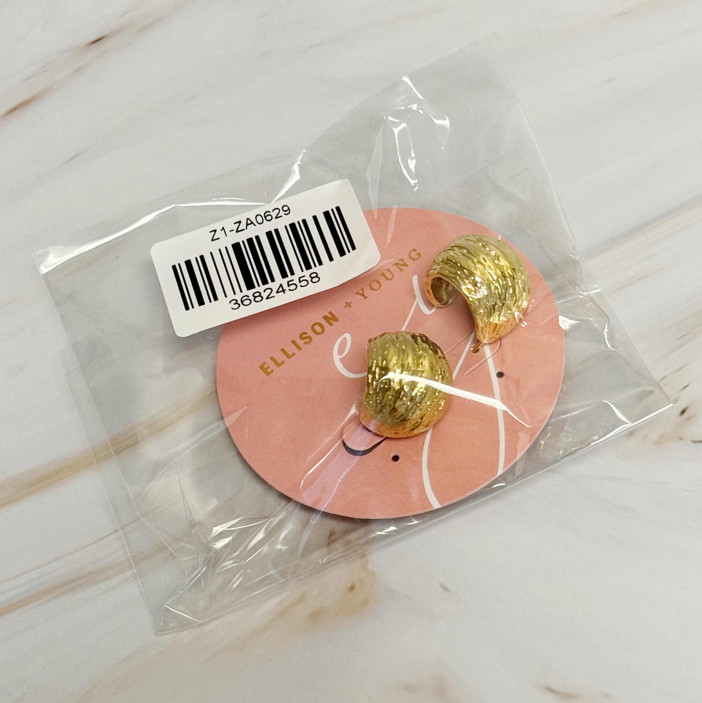 Textured Half Ball Hoop Earrings - side view