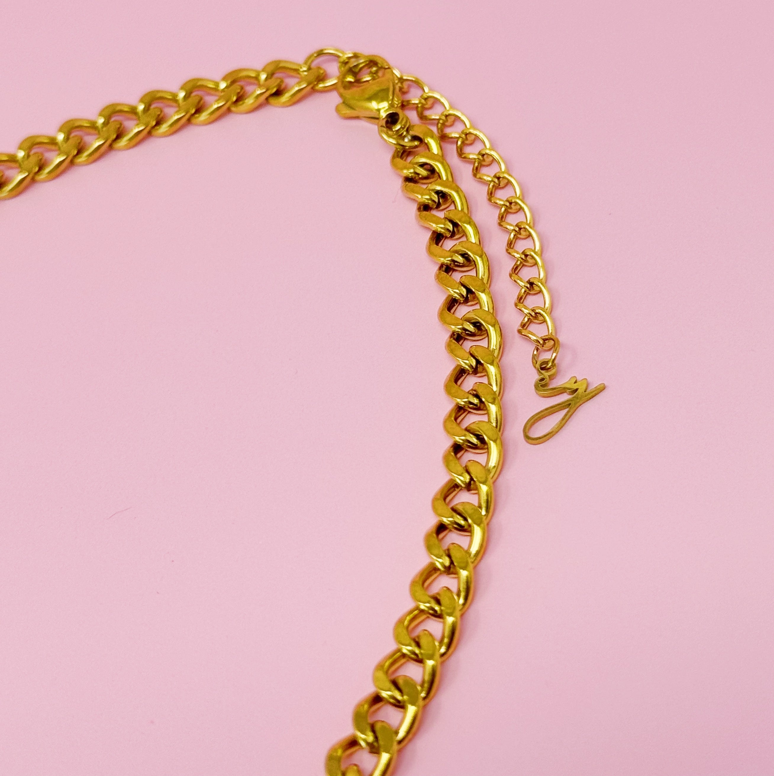 Golden Luxe Chain Necklace - flat lay view