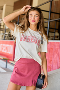 Gameday Red Gingham Ivory Graphic Tee