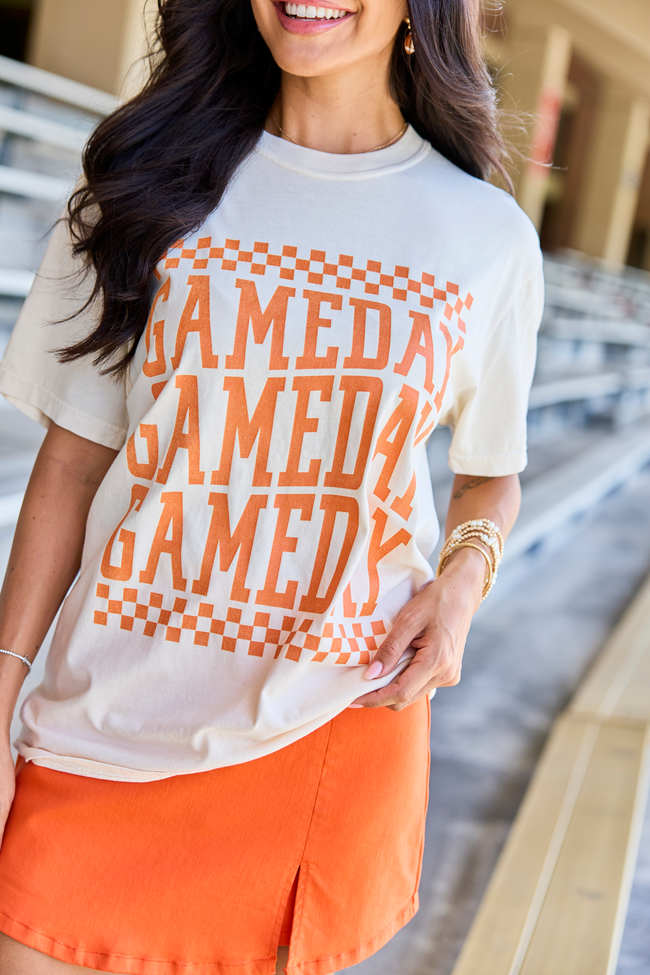 Checkered Gameday Orange Repeat Ivory Graphic Tee