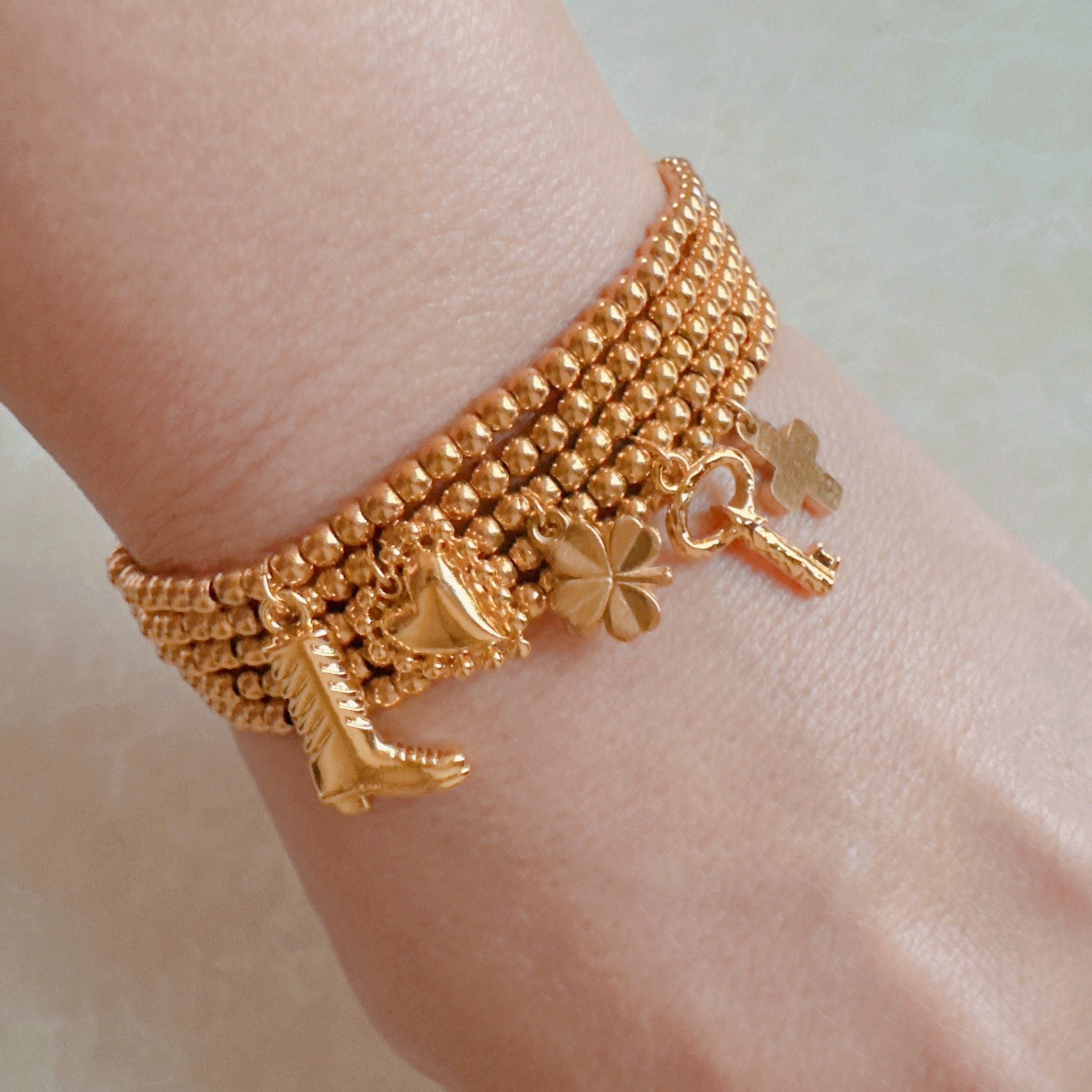 Golden Ball Single Charm Stretch Bracelet