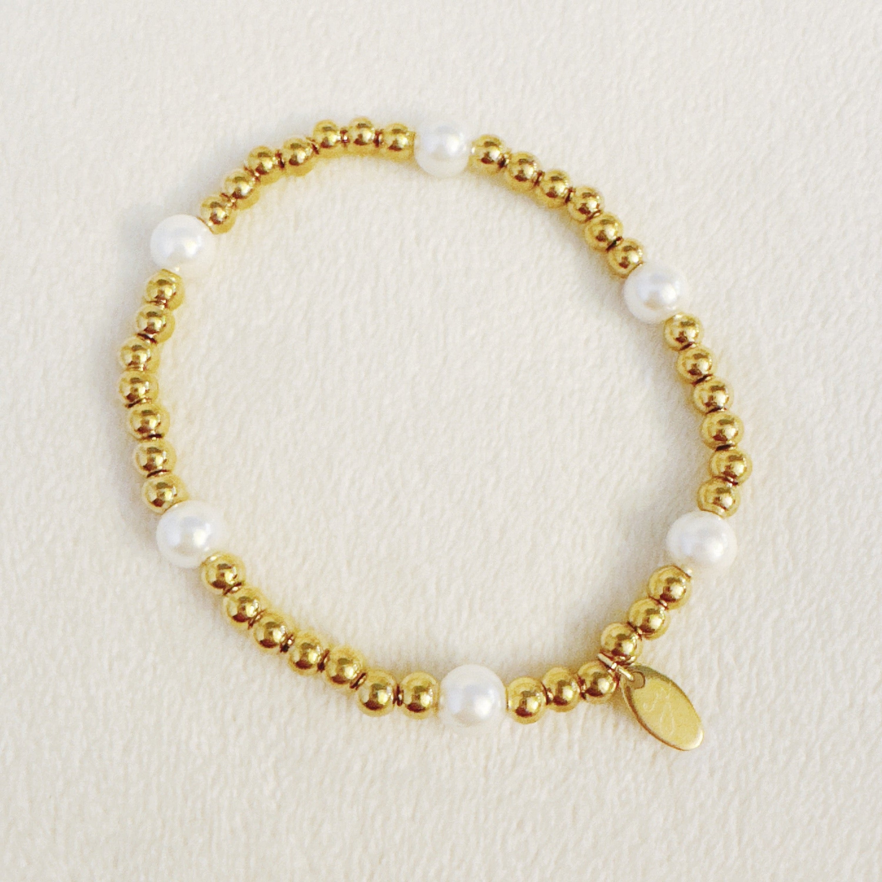 Golden Beads Stone Stretch Bracelet
