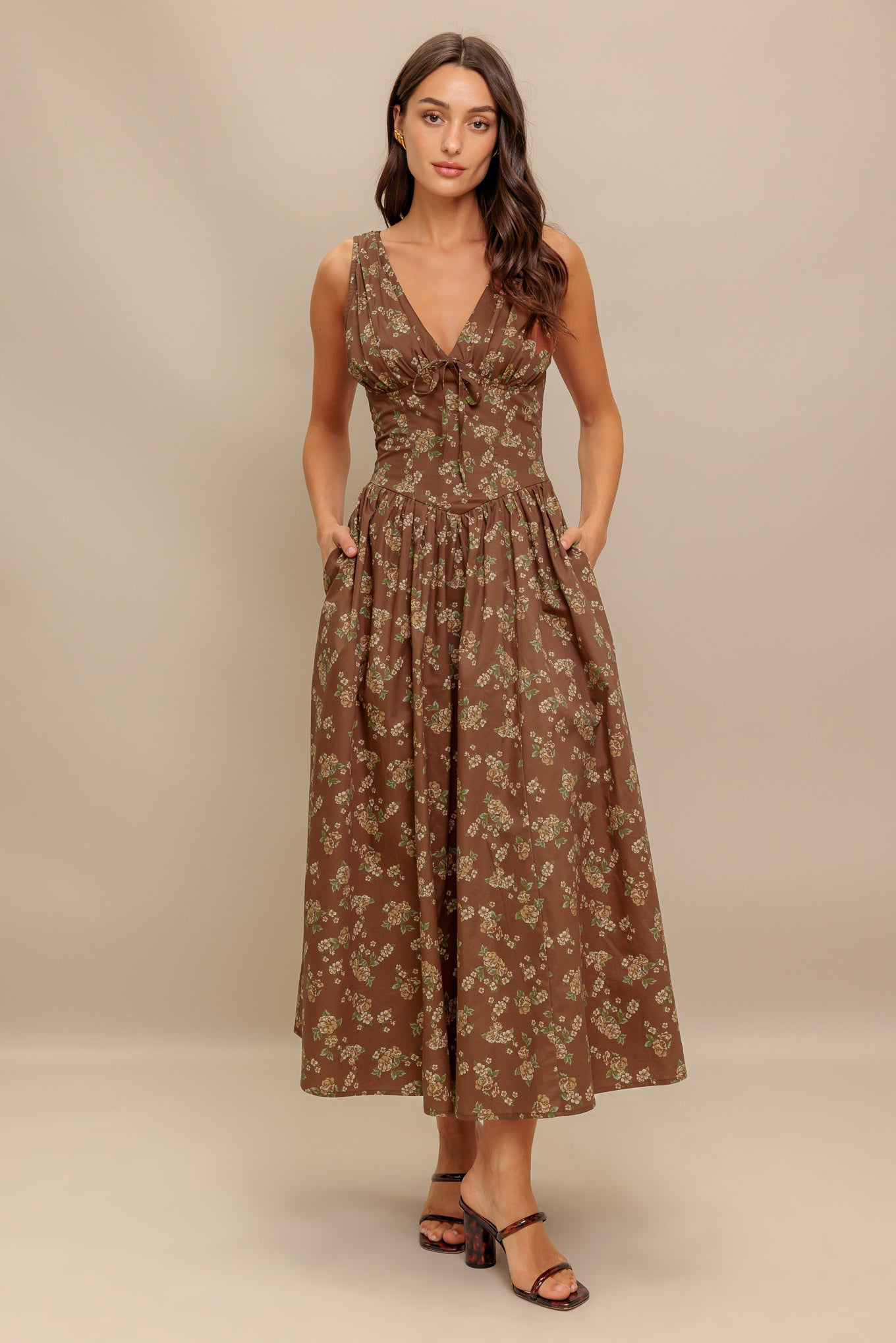 SAND & SHADOW WOVEN MIDI DRESS