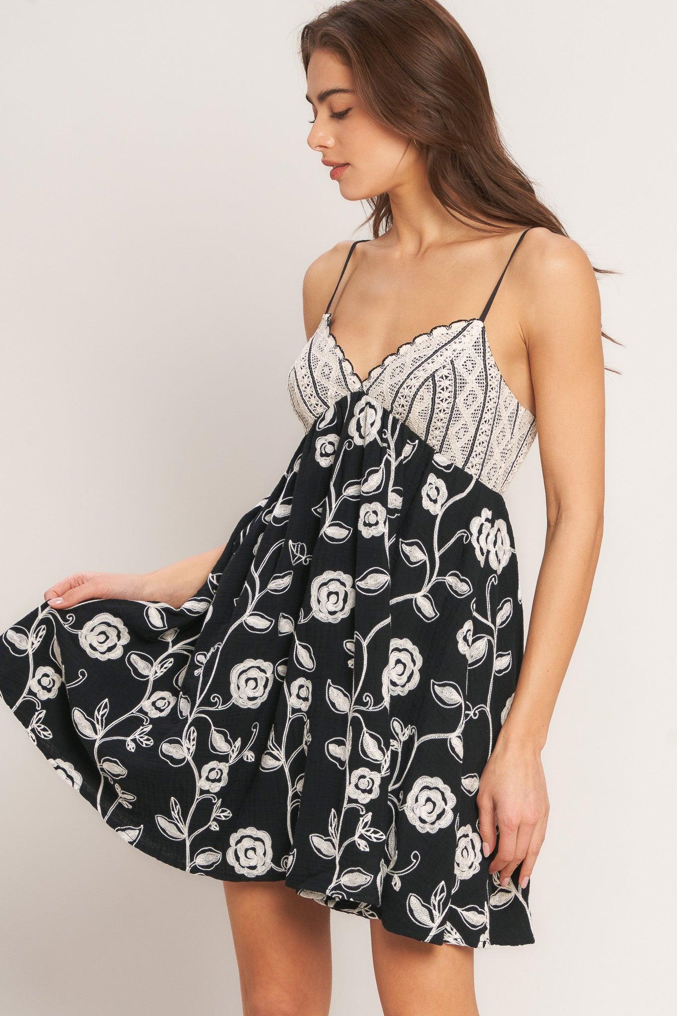 DARK ROMANCE WOVEN MINI DRESS