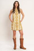 CITY GIRL WITH EDGE WOVEN MINI SHIFT DRESS