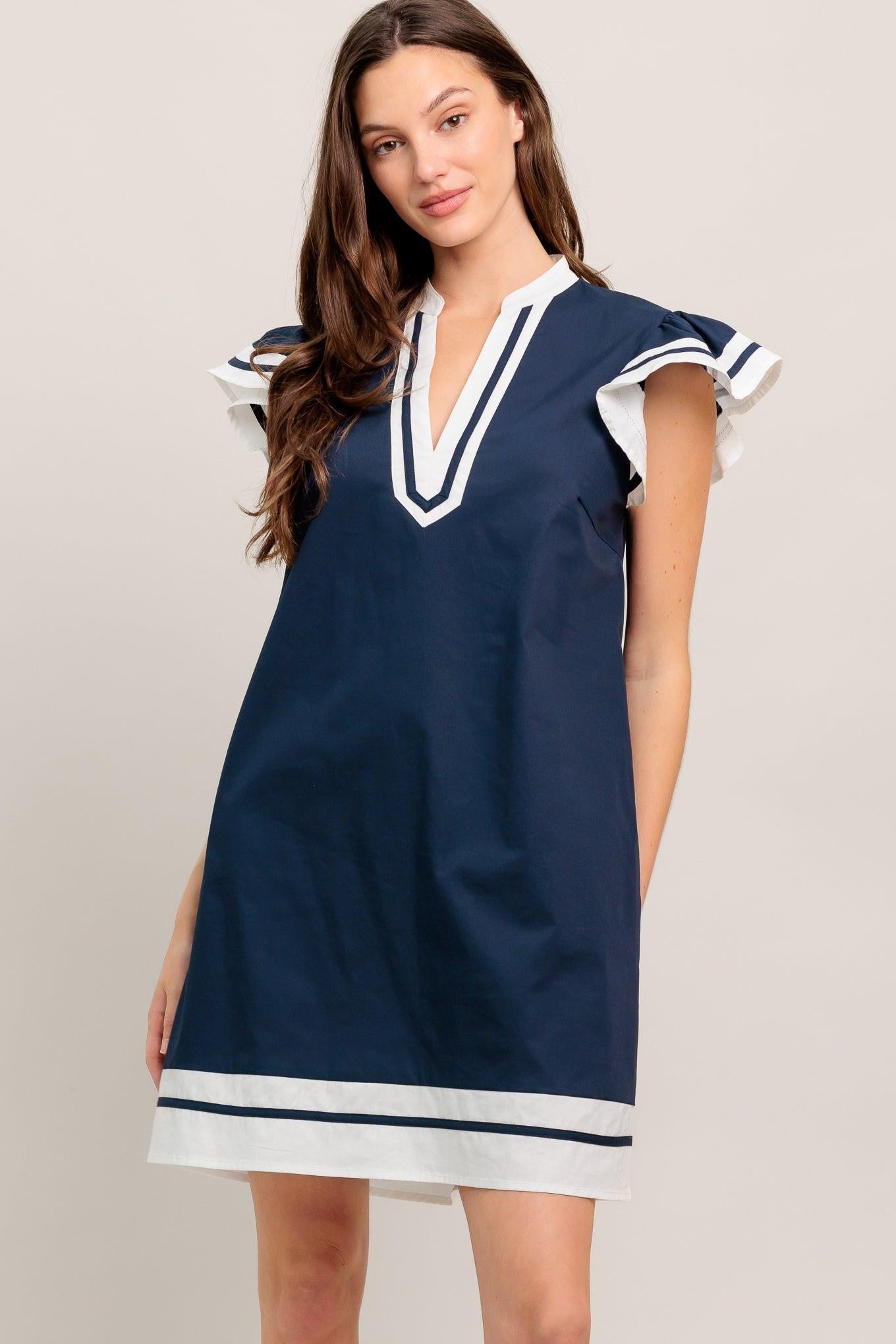 PORTSIDE POLISH WOVEN MINI DRESS