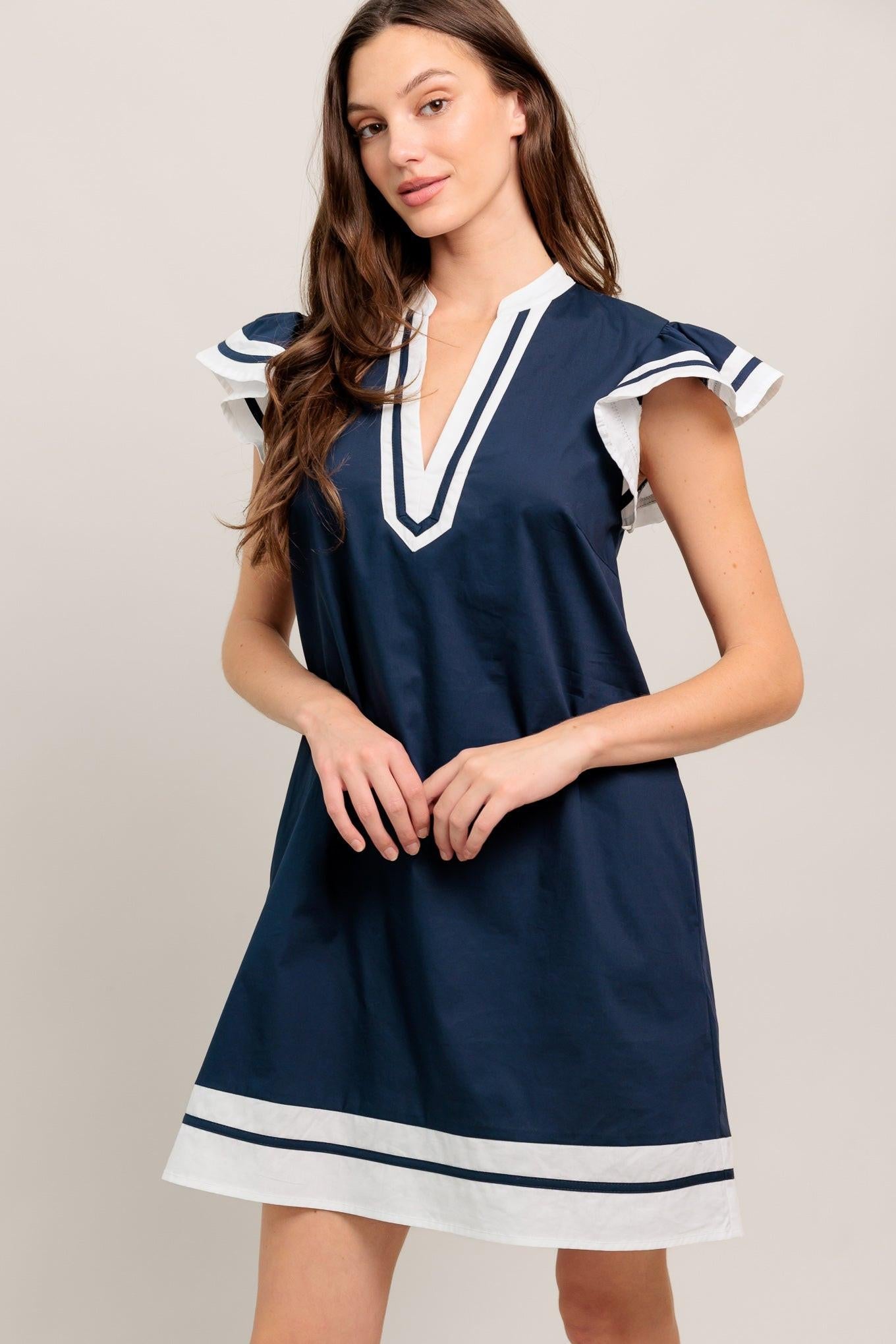PORTSIDE POLISH WOVEN MINI DRESS