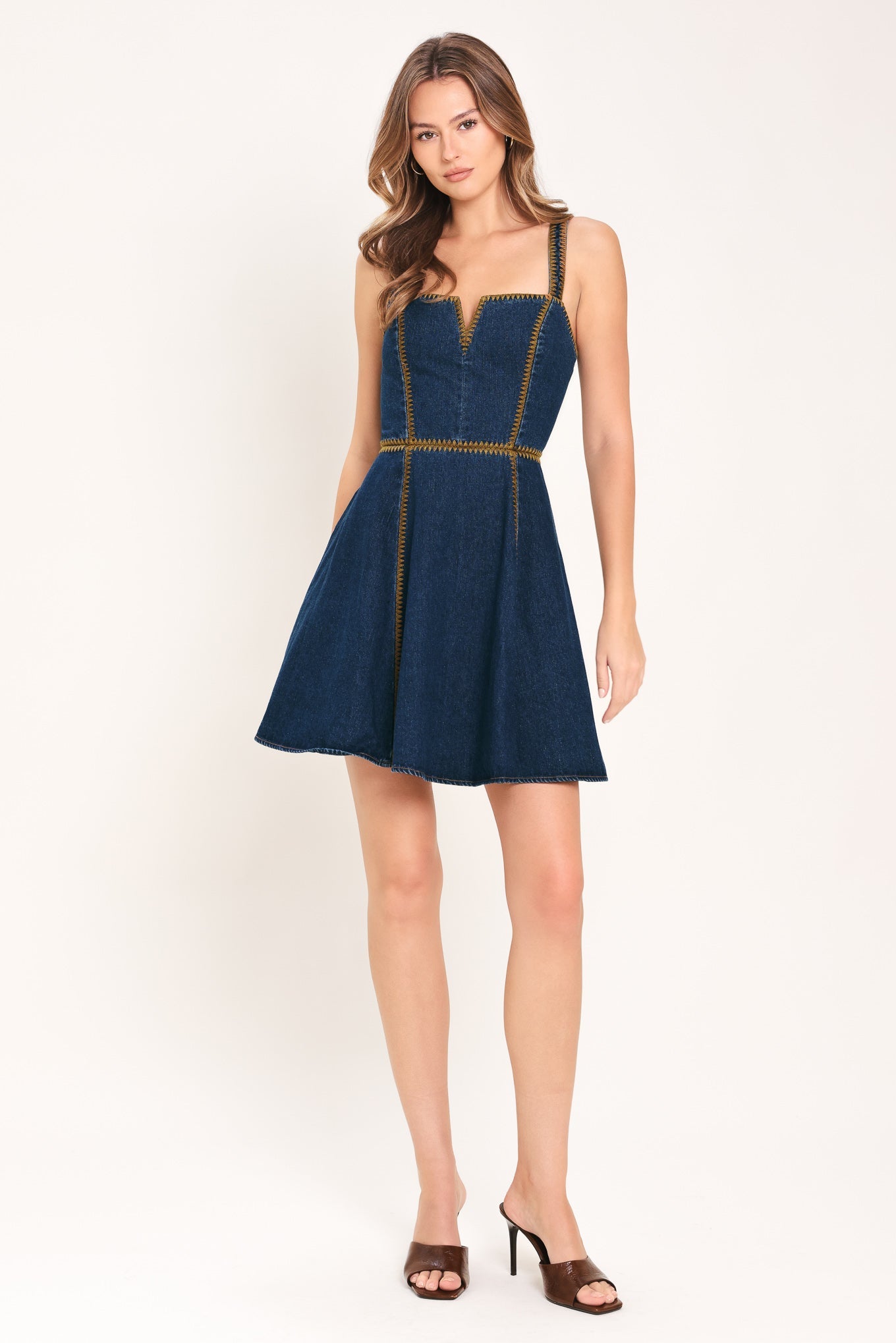 Denim Darling Denim Mini Dress in Indigo Denim - back view