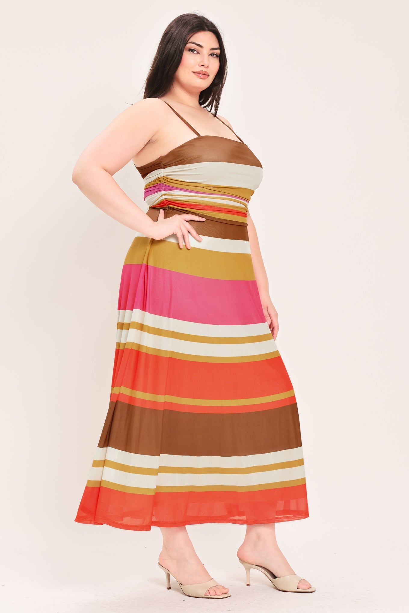 Heat Waves Power Mesh Midi Dress - printed power mesh midi dress, view 8
