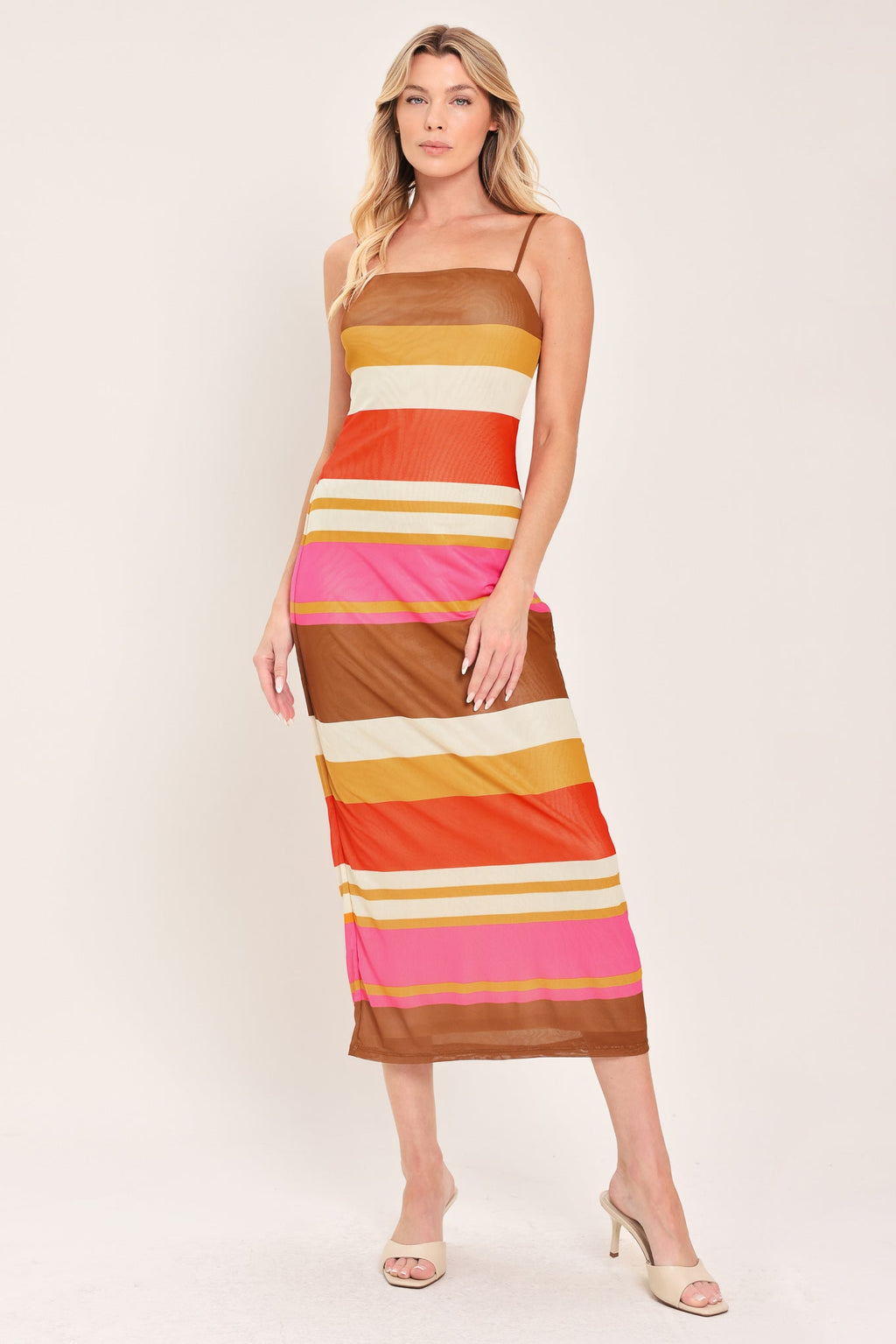 Heat Waves Power Mesh Midi Dress - printed power mesh midi dress, view 1