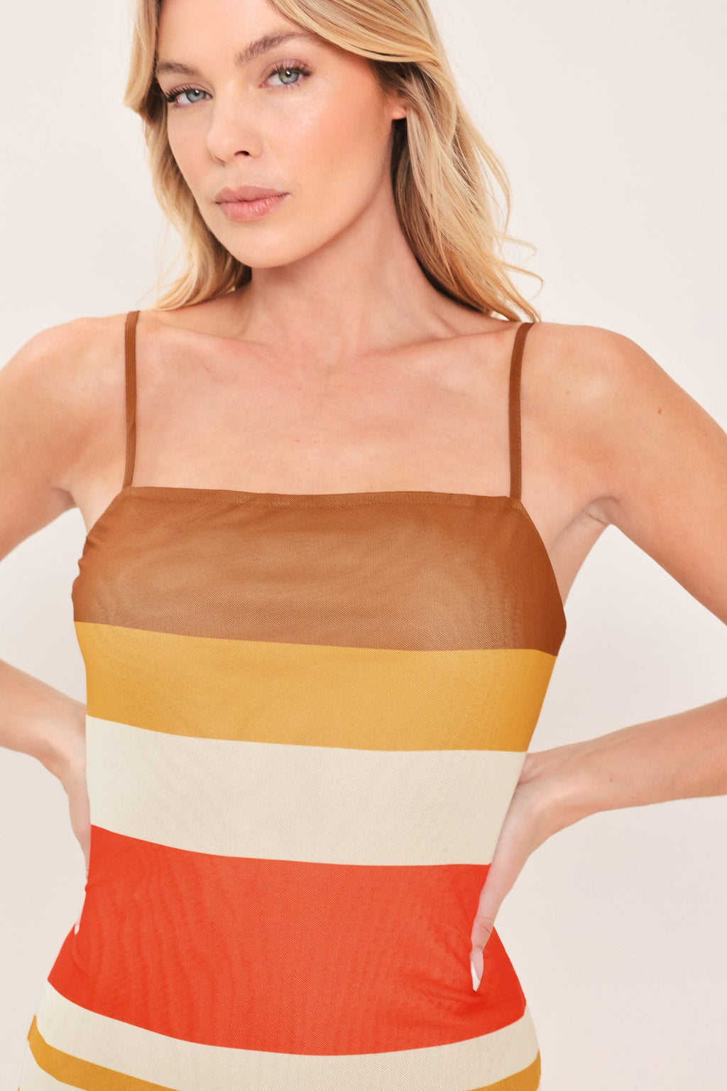 Heat Waves Power Mesh Midi Dress - printed power mesh midi dress, view 2