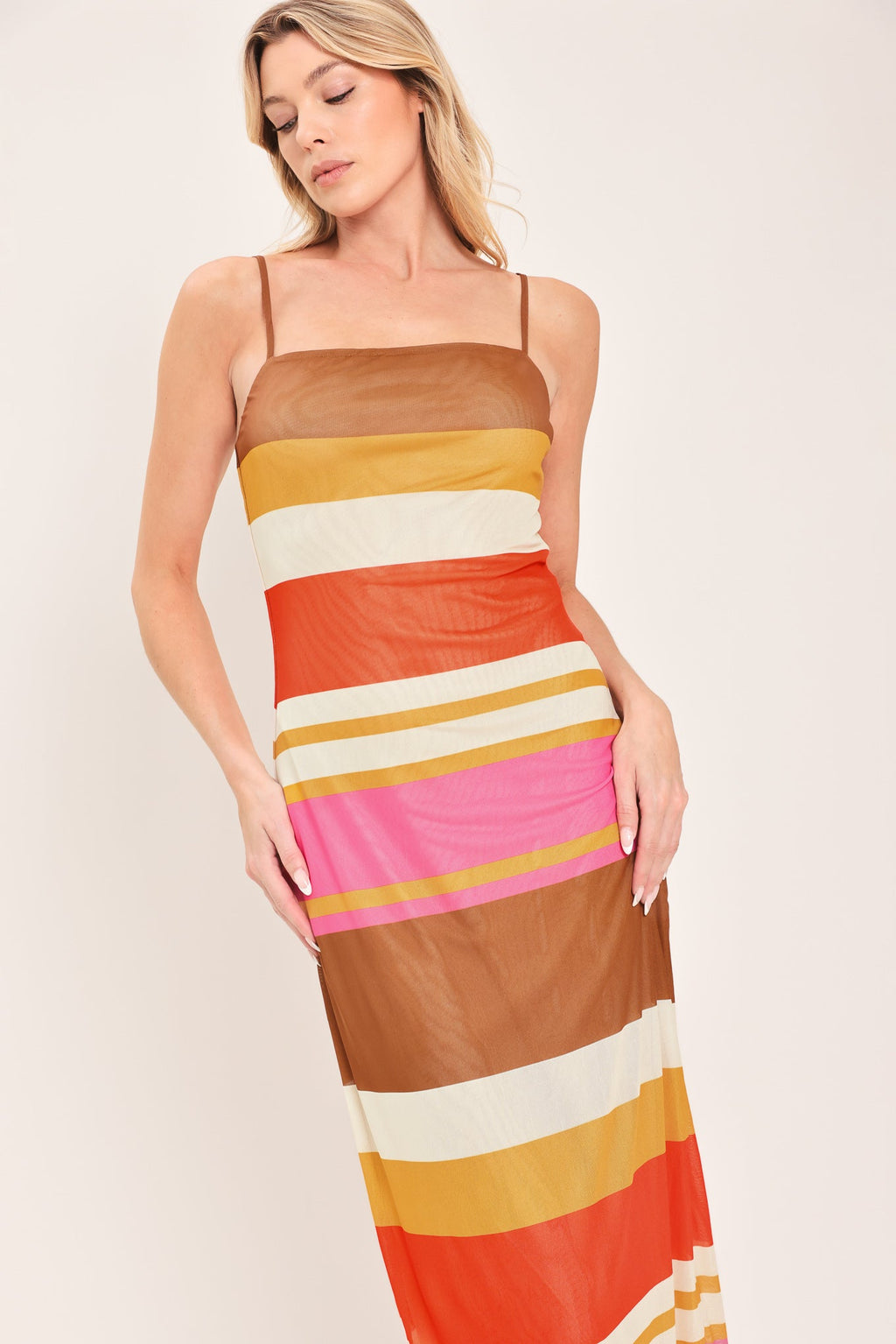 Heat Waves Power Mesh Midi Dress - printed power mesh midi dress, view 4