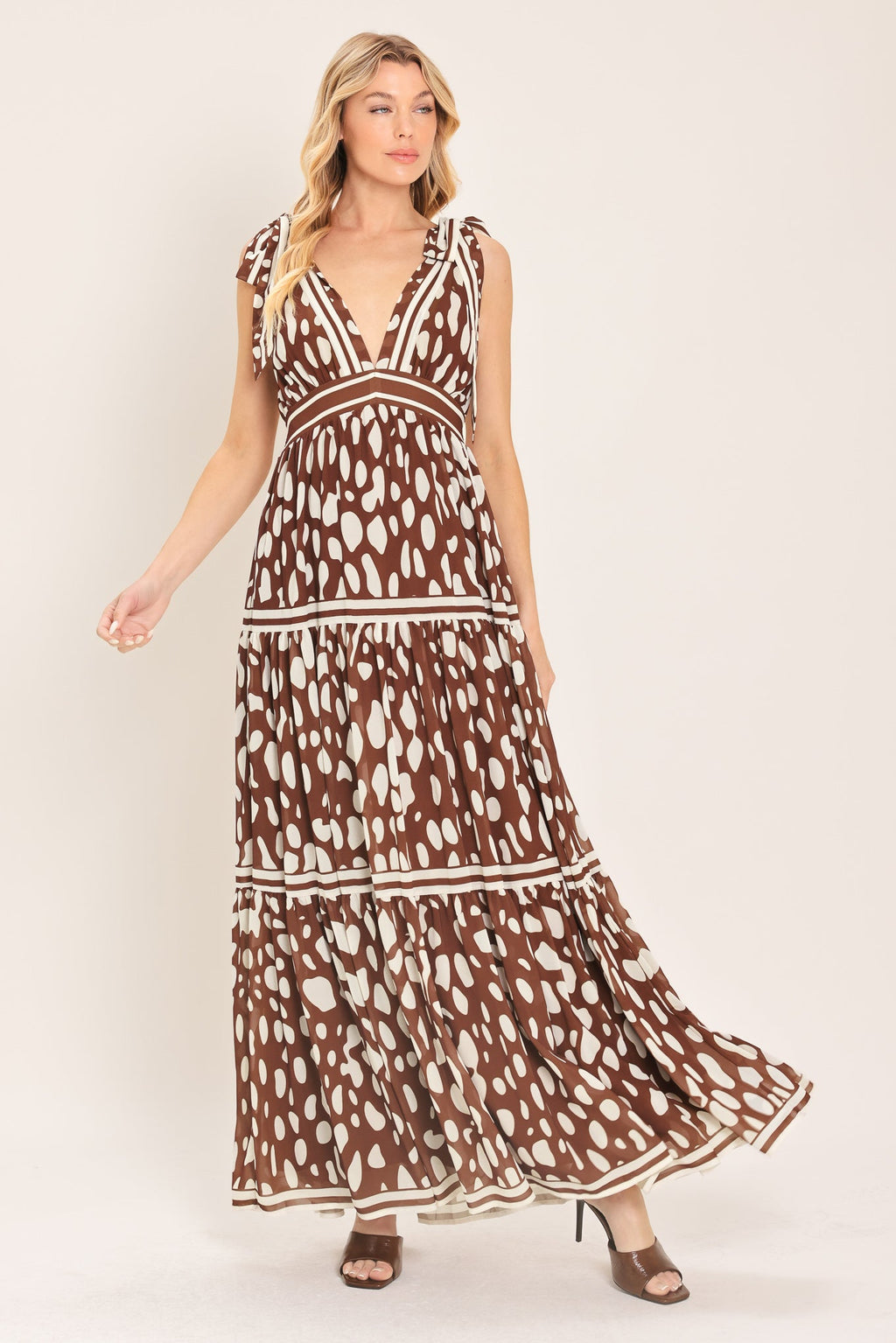 Spiced Terrain Woven Maxi Dress - side view showing maxi length and flow