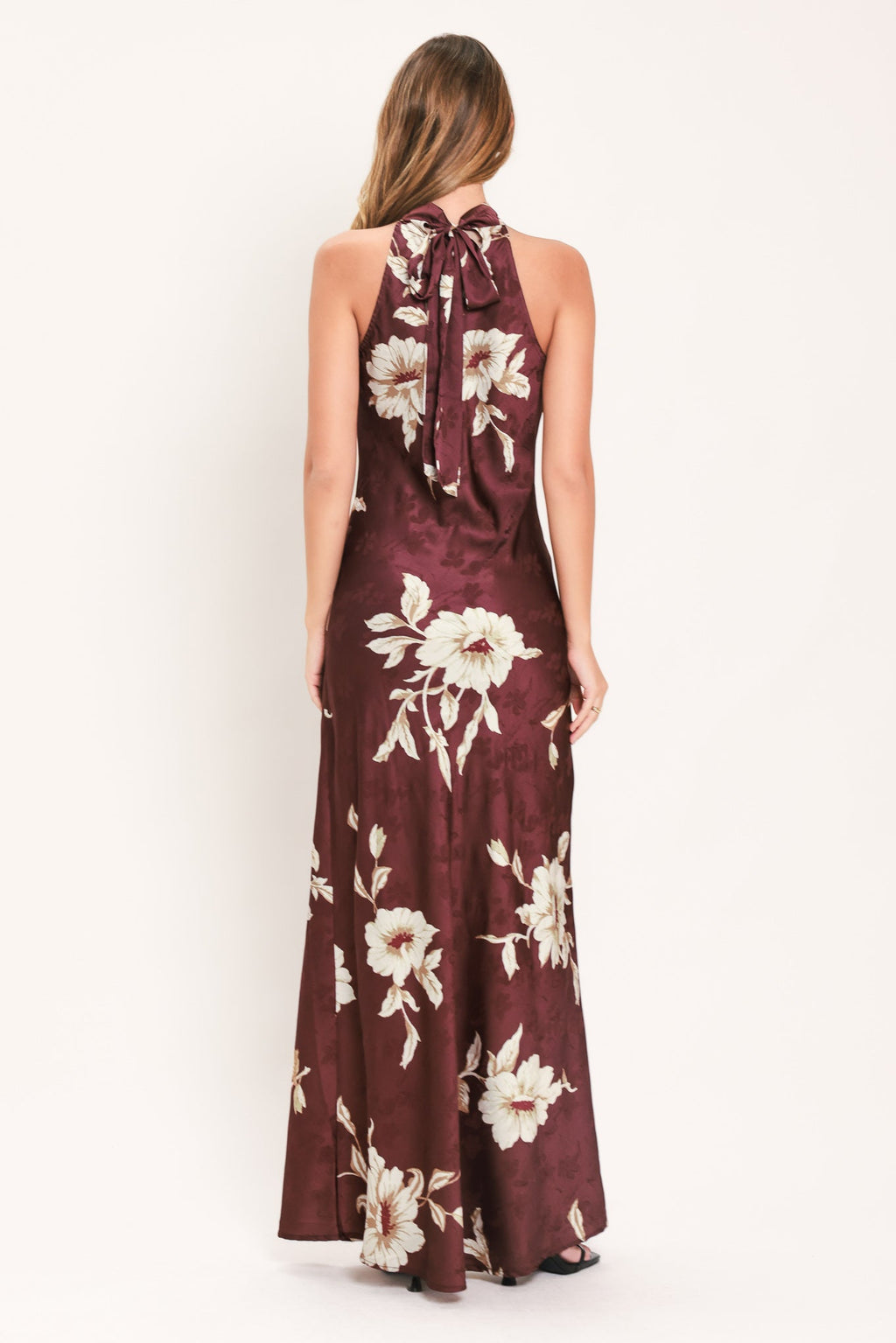 Bordeaux Ivory Bloom Maxi Dress in brown/ivory, detail