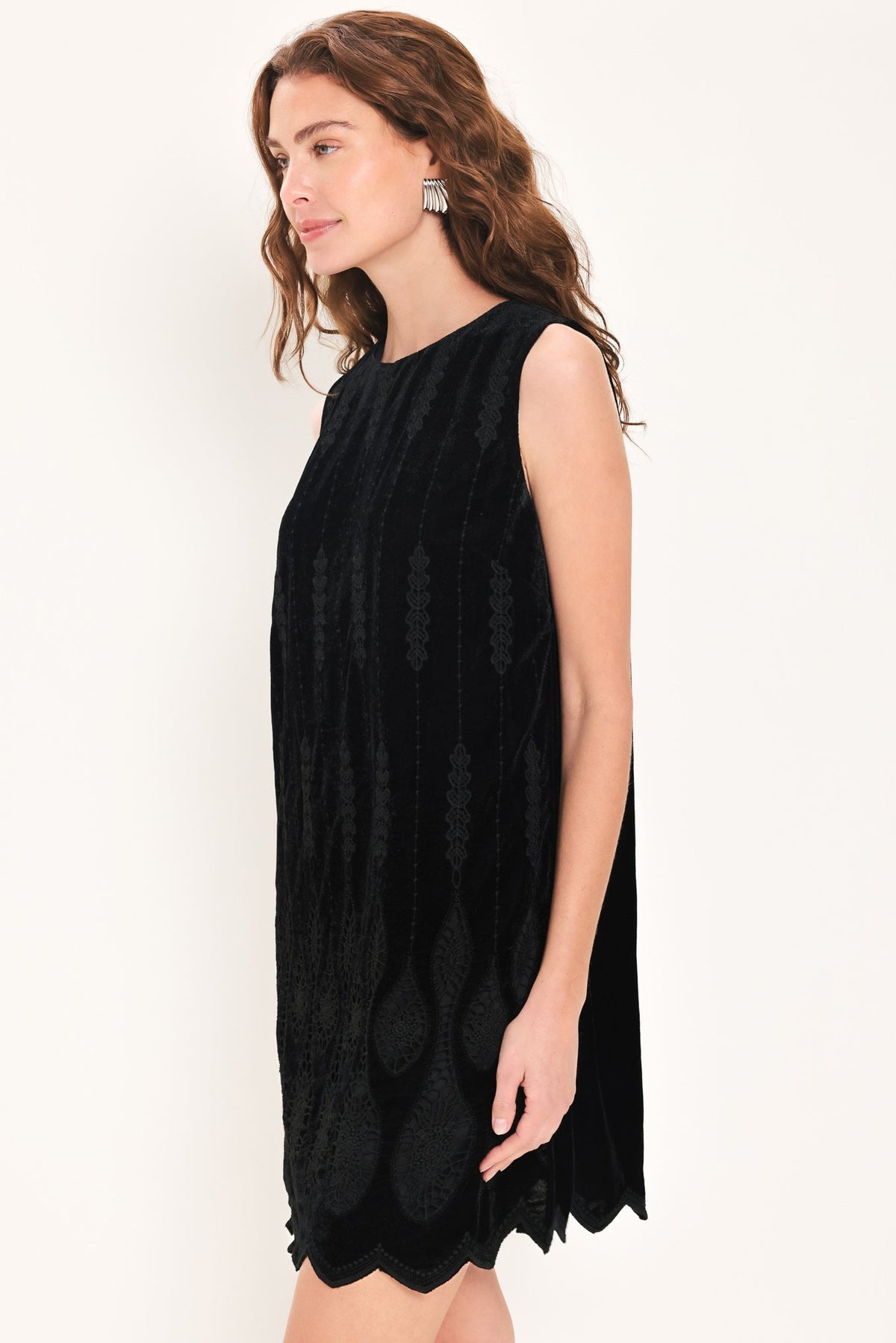 Black textured velvet sleeveless mini dress - view 4