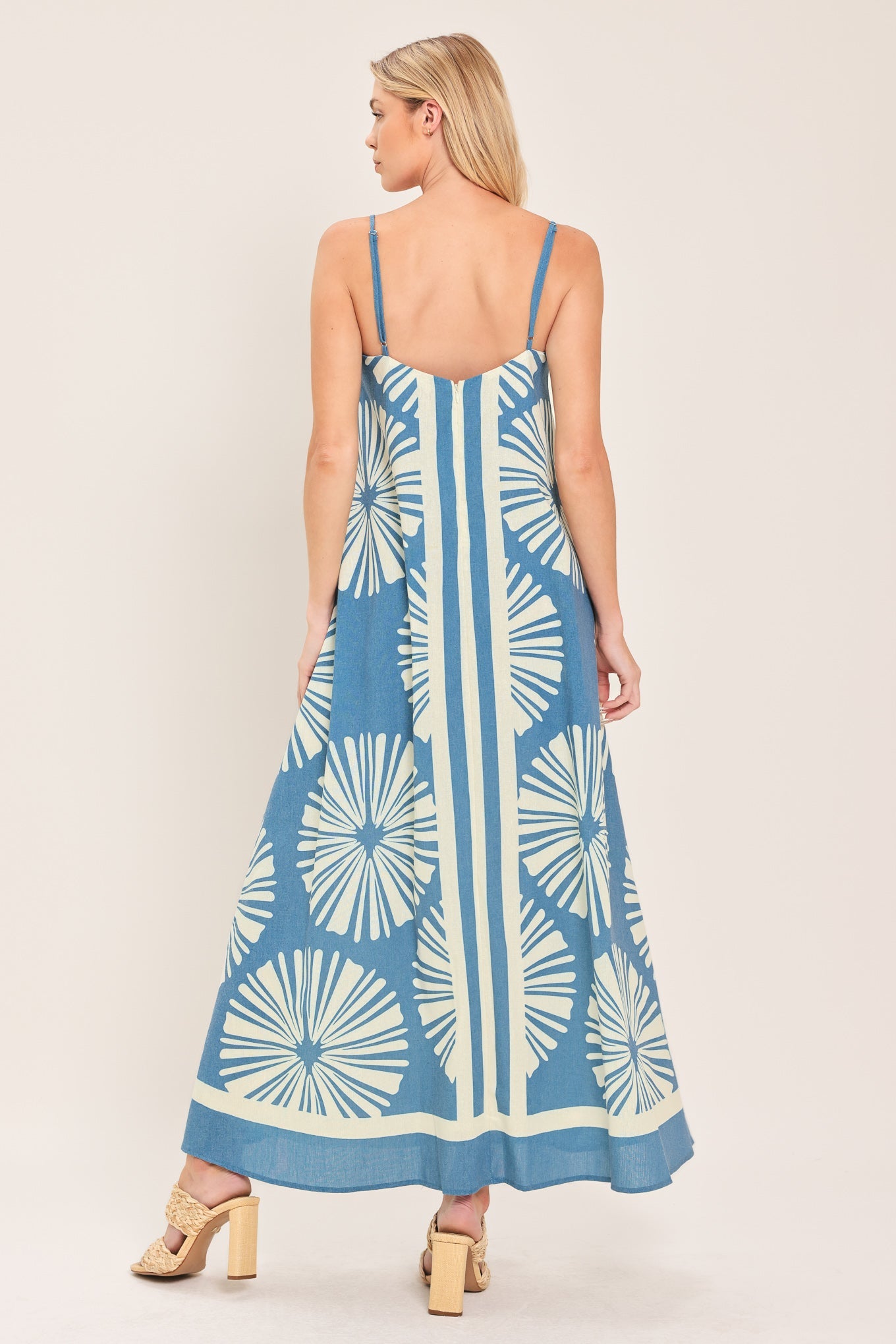 Blue Lagoon Dream Woven Maxi Dress - full length styled view