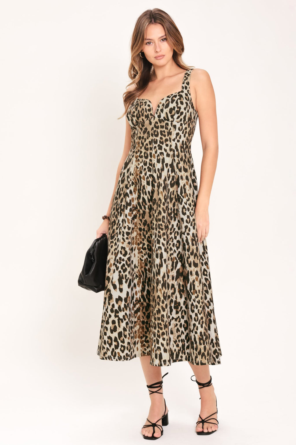 Leopard desert rose woven midi dress