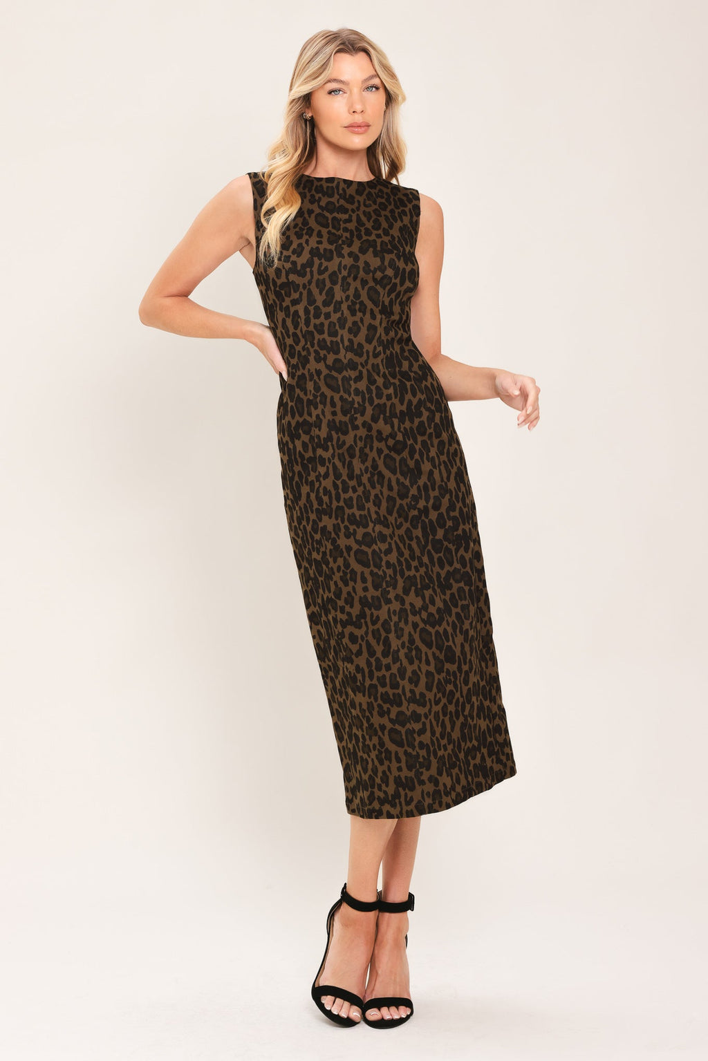Leopard Icon Twill Midi Dress - leopard print midi dress, view 2