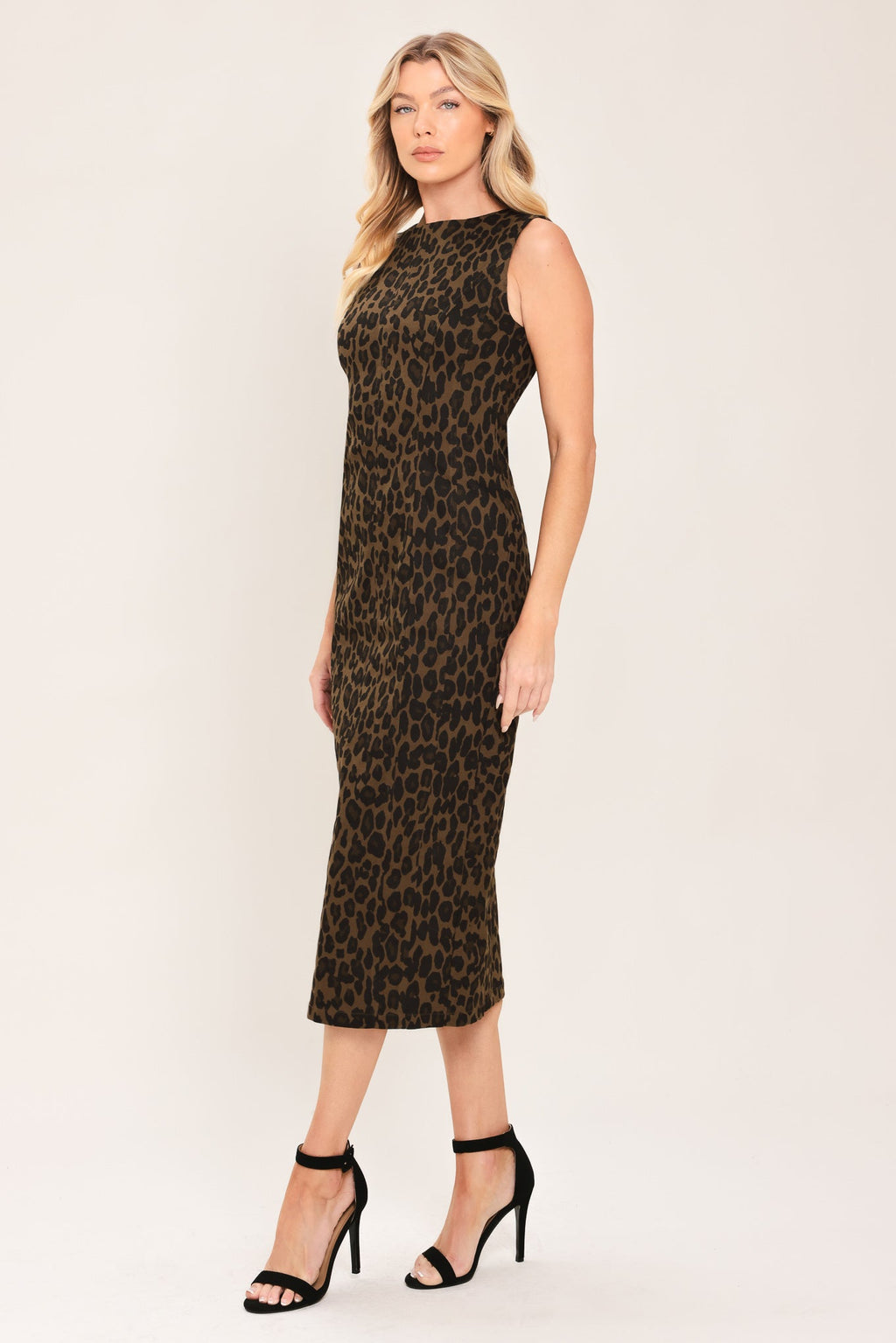 Leopard Icon Twill Midi Dress - leopard print midi dress, view 5