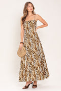Ivory Brown cheetah trail woven maxi dress