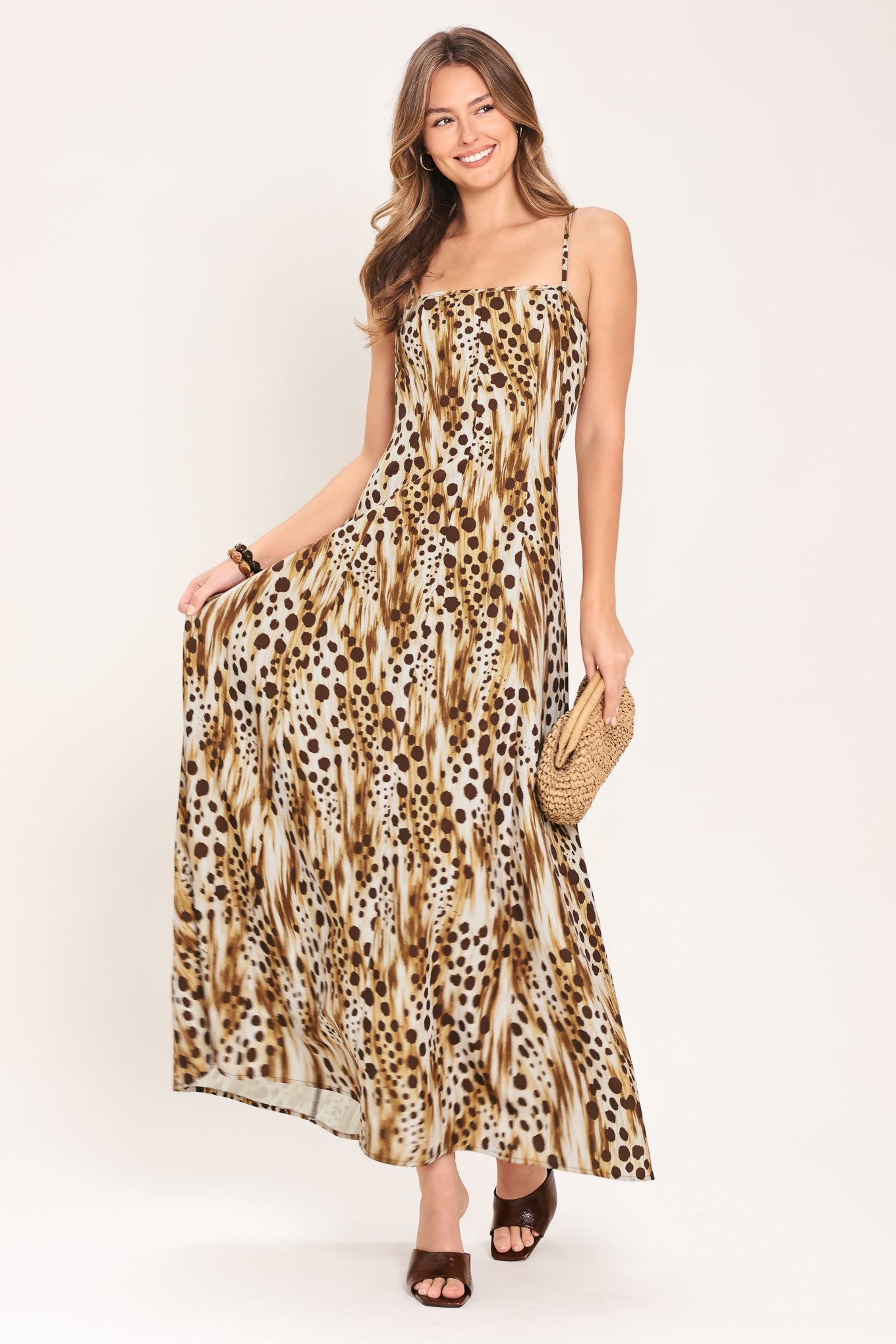 Cheetah trail dress fabric print detail