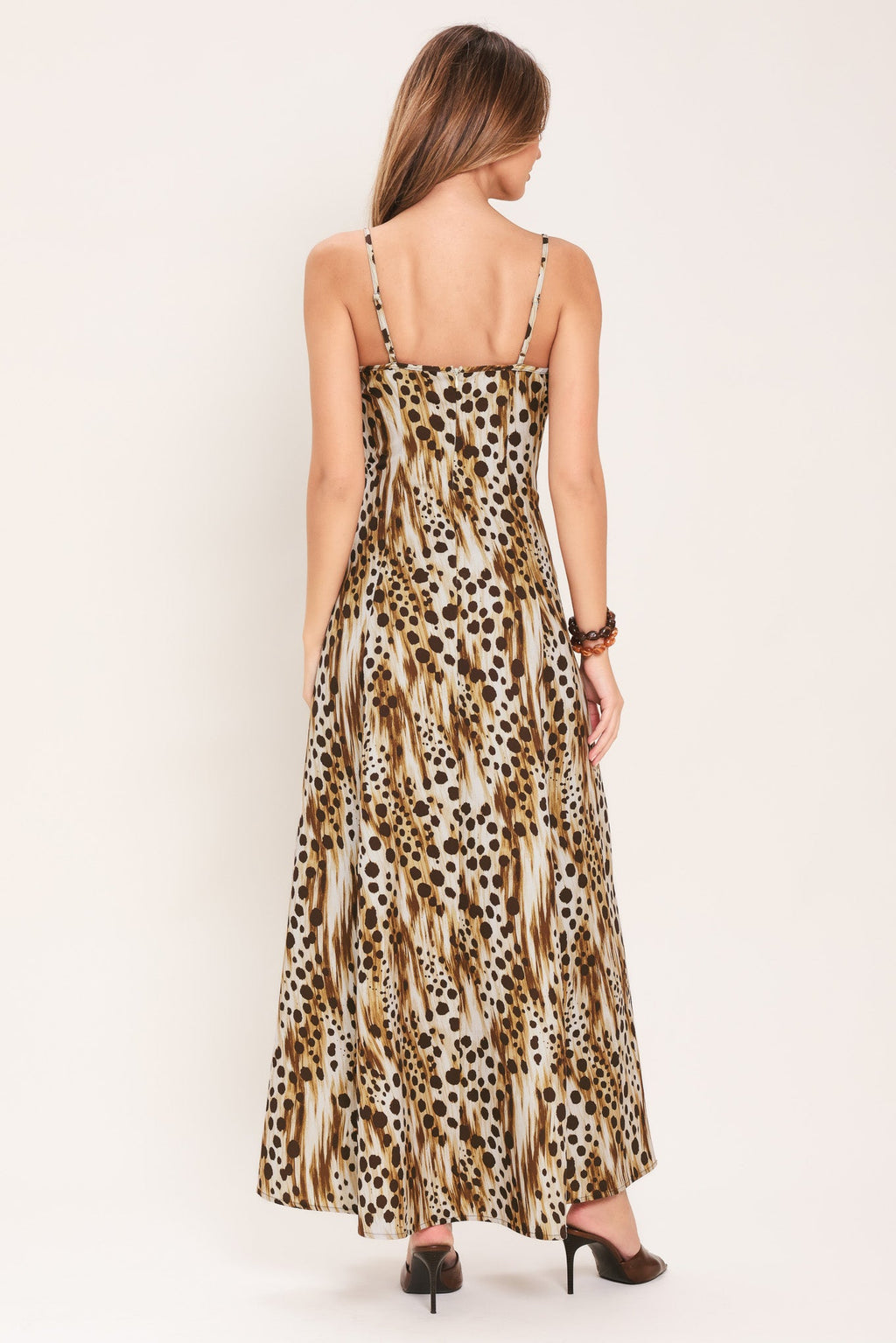 Cheetah trail dress back zipper detail