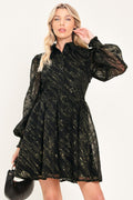 Black and gold metallic button-down mini dress - view 1