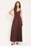 Raisin Rendezvous Faux Suede Maxi Dress - front view