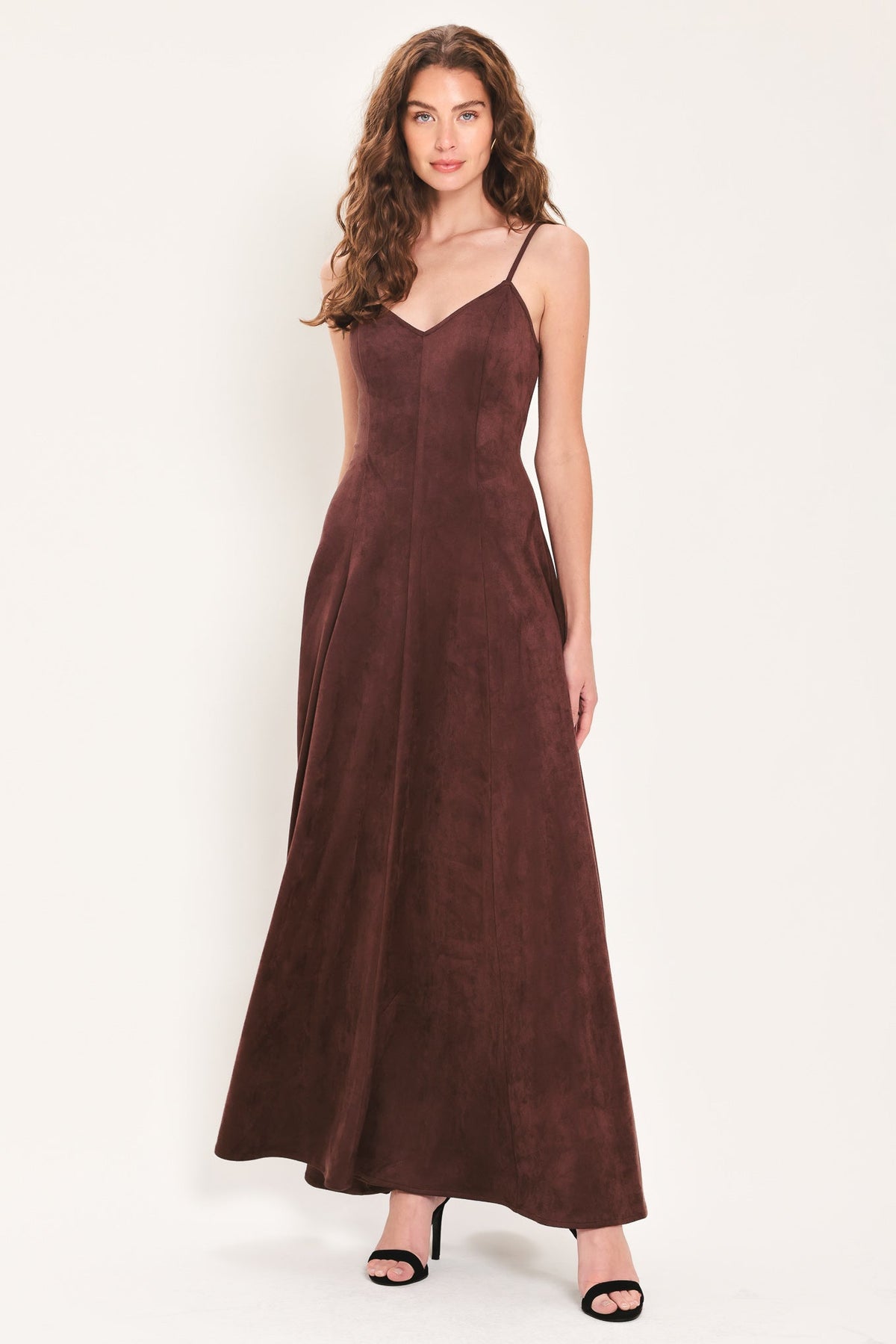 Raisin Rendezvous Faux Suede Maxi Dress - back view