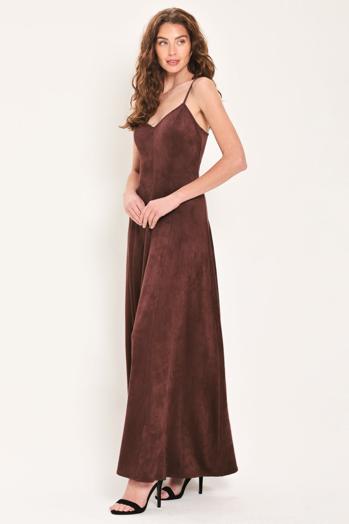 Raisin Rendezvous Faux Suede Maxi Dress - close-up