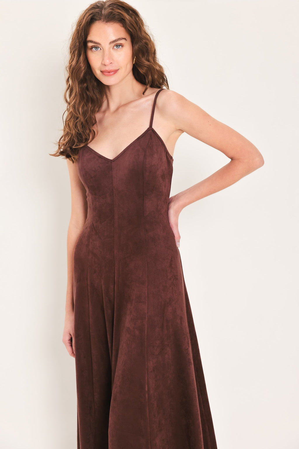 Raisin Rendezvous Faux Suede Maxi Dress - detail view