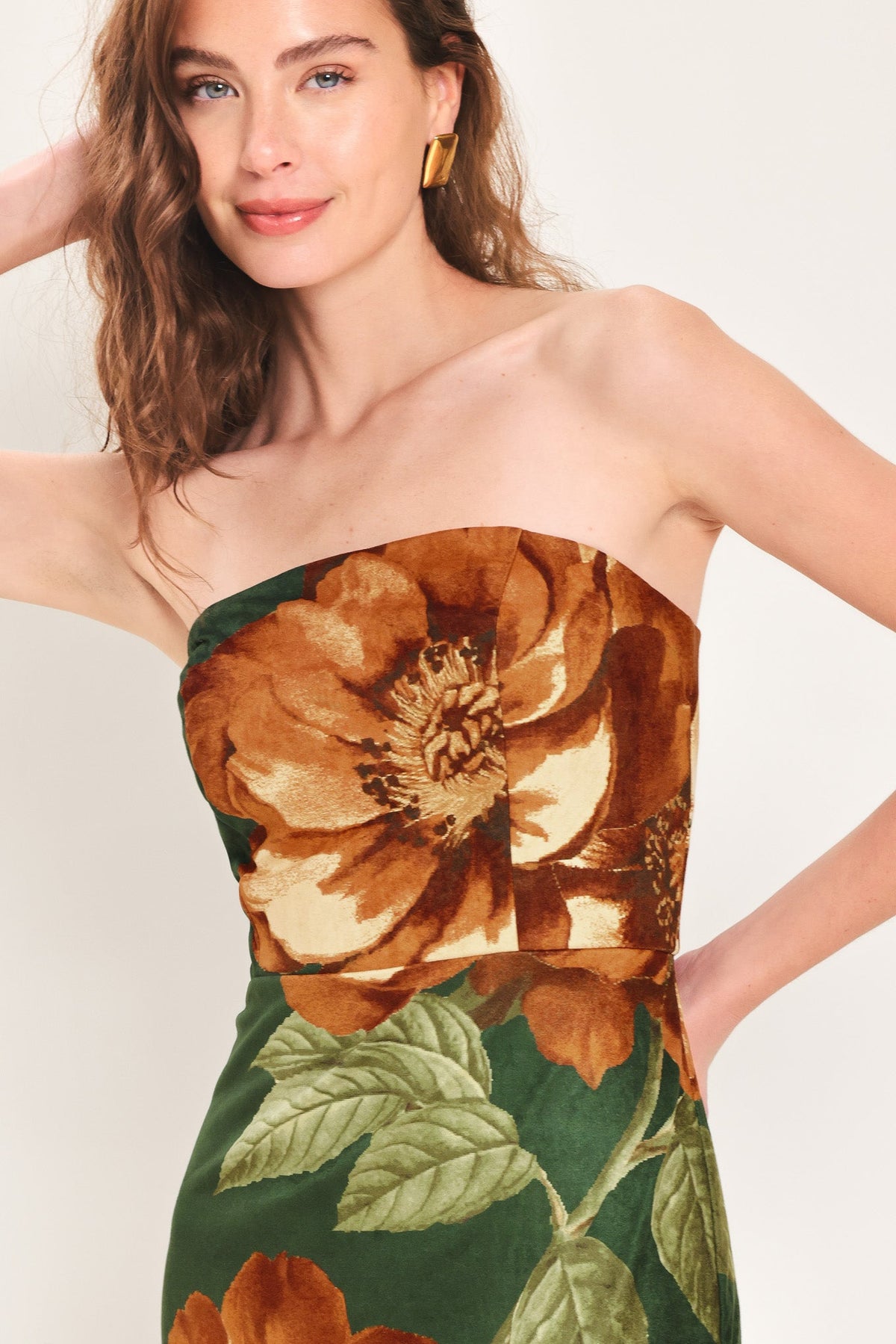 Evergreen Enchantment Hunter Green Tube Midi Dress - back view